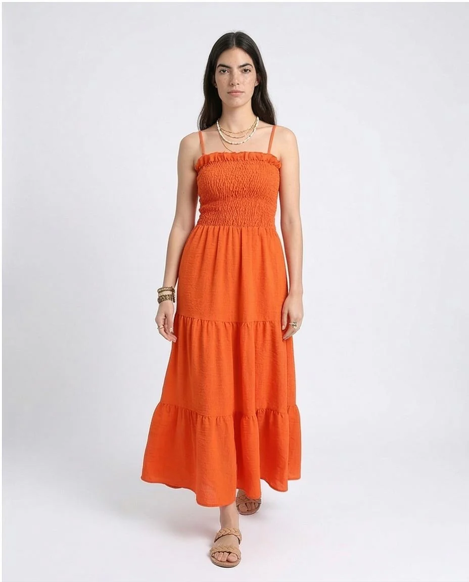 Ravin Smocked Bodice Tiered Maxi Dress - Bright Orange - R209966 - Image 5