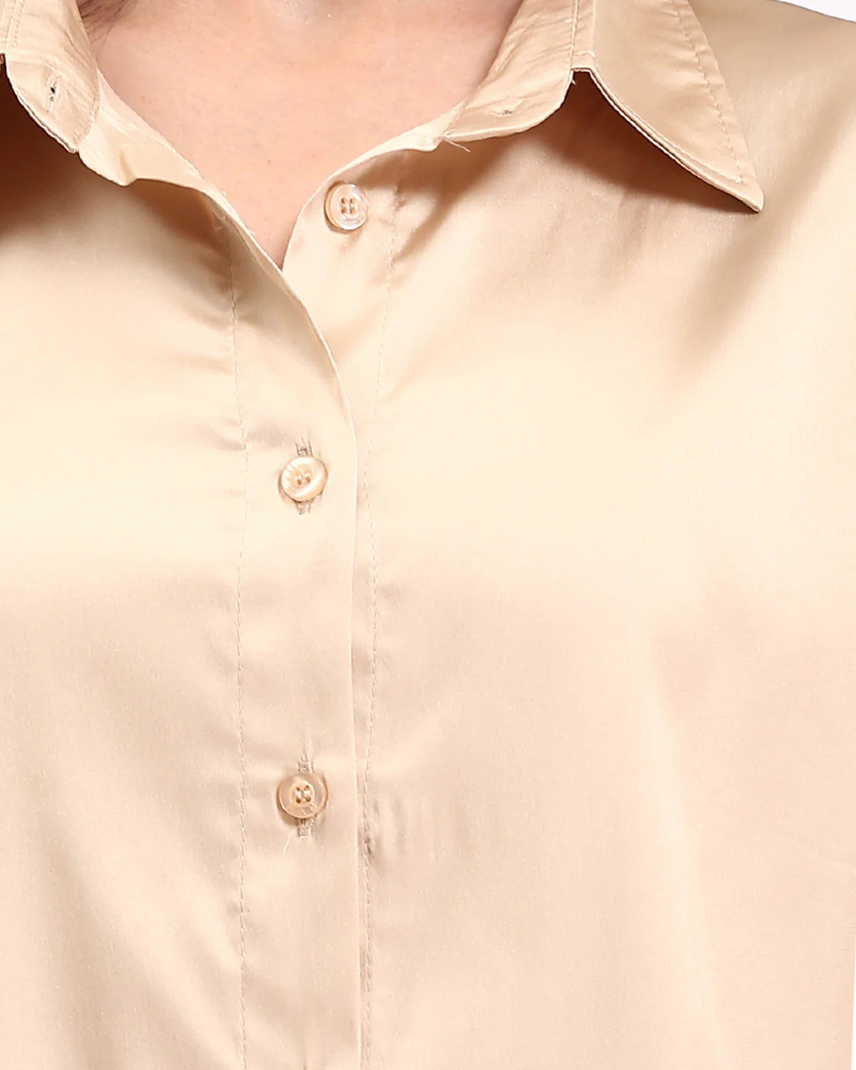 Ravin Women’s Champagne Satin Long-Sleeve Button-Down Shirt - Light Gold - R210027 - Image 4
