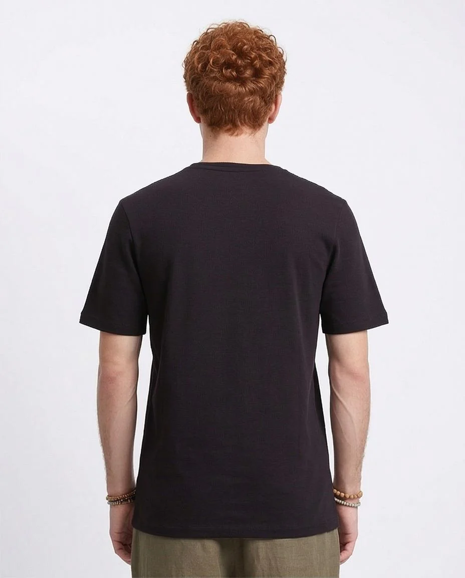 Ravin Men's Premium Textured Cotton Essential Crew Neck T-Shirt – Black - R210240 - Image 2