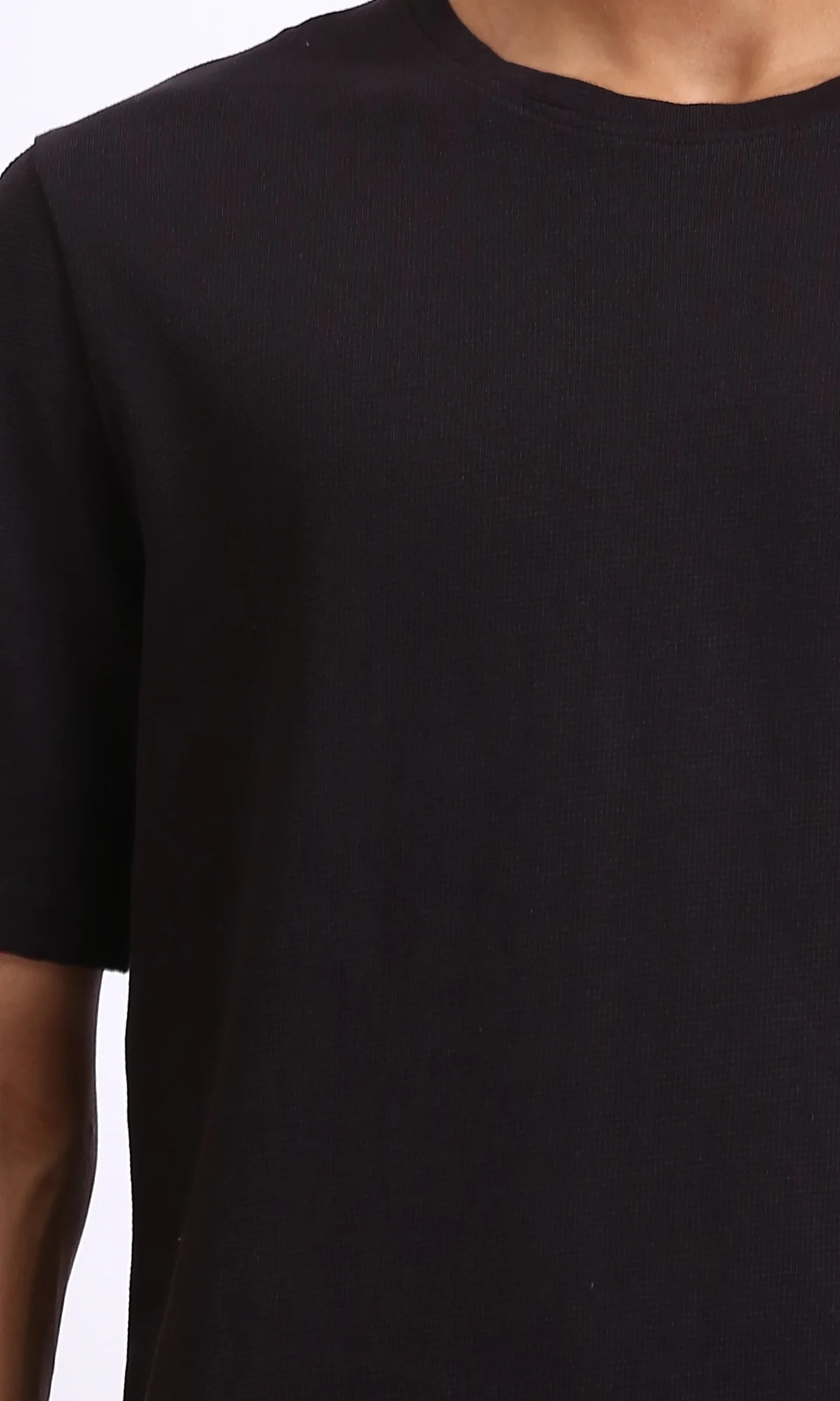 Ravin Men's Premium Textured Cotton Essential Crew Neck T-Shirt – Black - R210240 - Image 3
