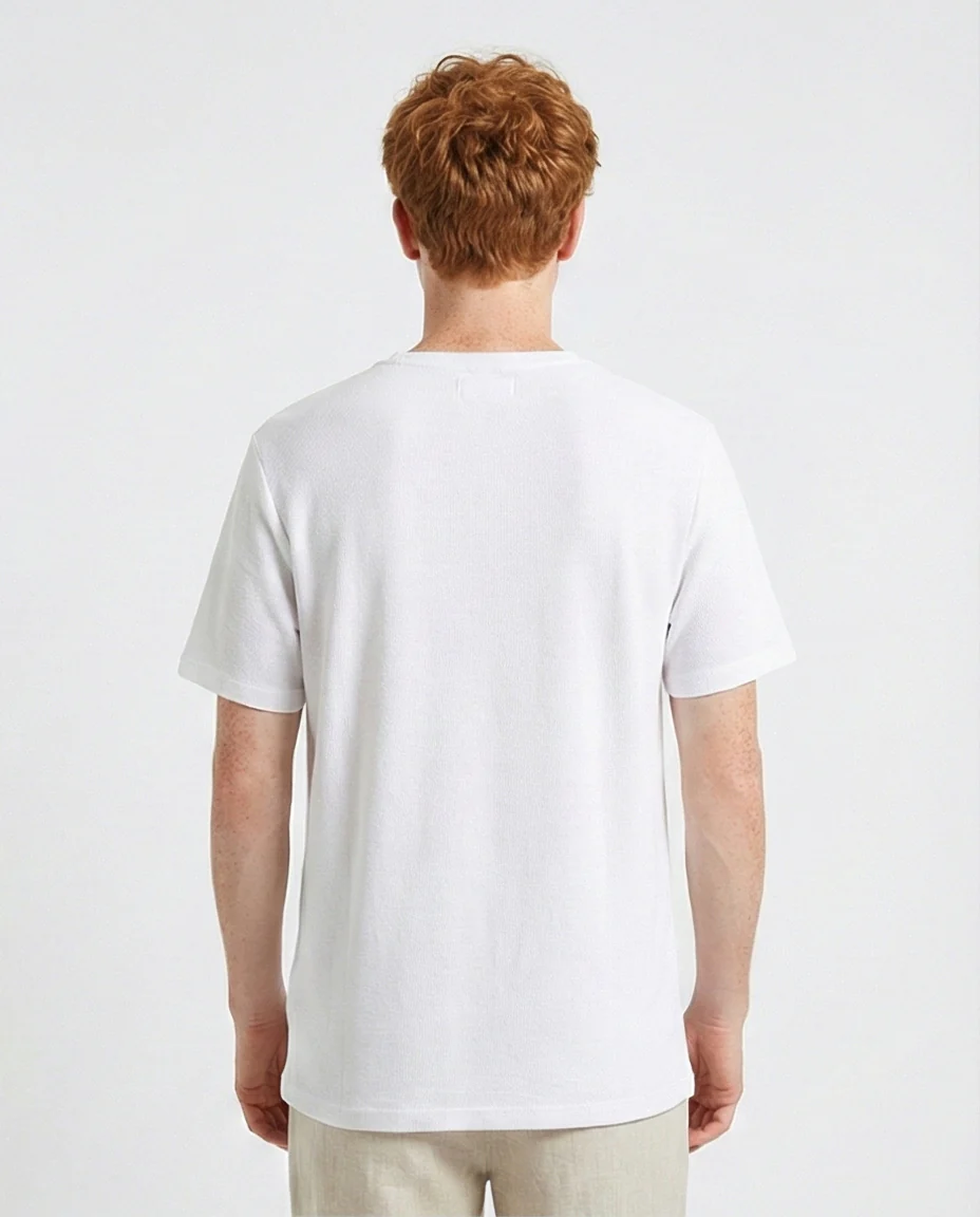 R210242 - Self Pattern Relaxed Summer Tee - White - Image 2
