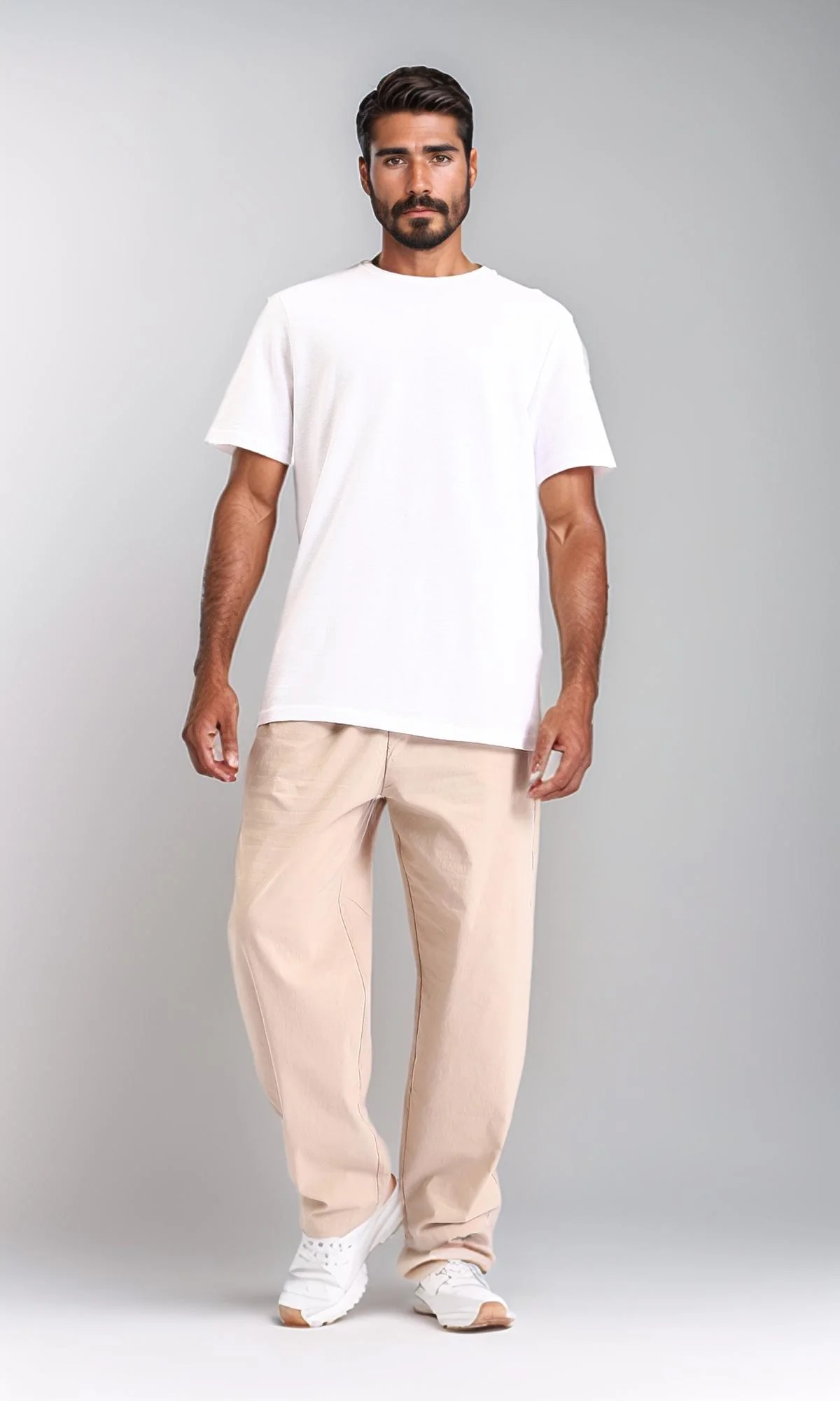 R210242 - Self Pattern Relaxed Summer Tee - White - Image 5