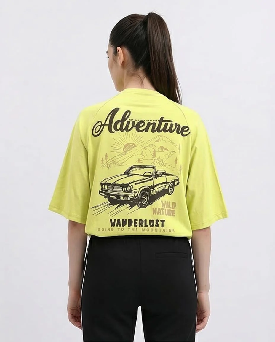 R210326 - "Adventure" Printed Summer Tee - Yellow Green - Image 2