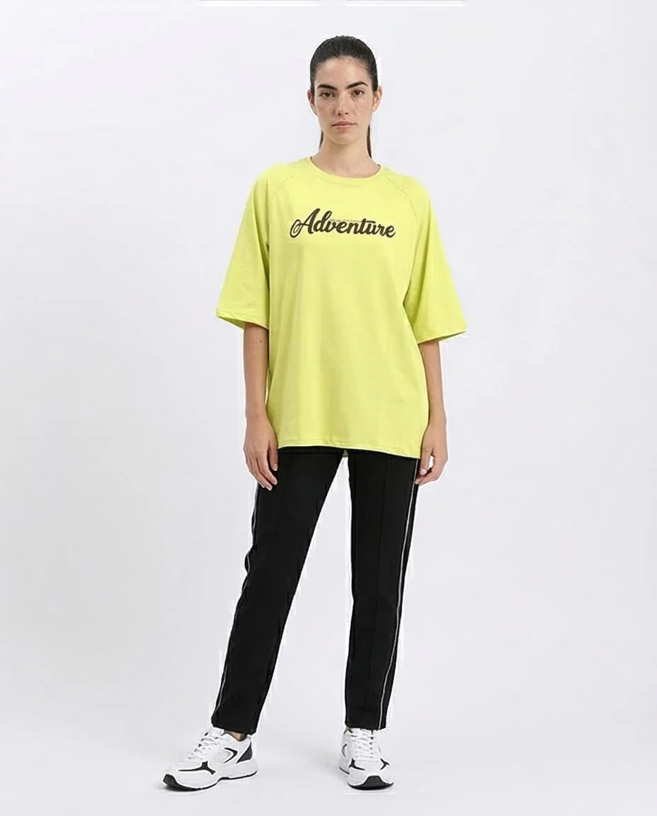 R210326 - "Adventure" Printed Summer Tee - Yellow Green - Image 5