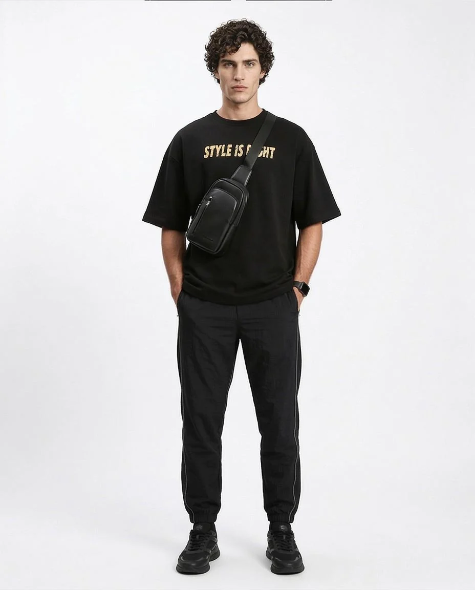 RAVIN "La Vie Est Belle" Oversized Graphic Street Tee – Black - R210521 - Image 4