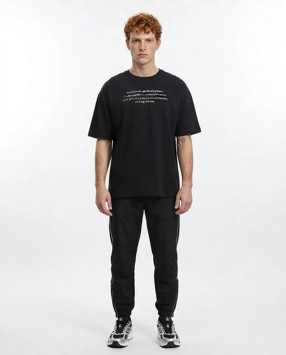 Ravin Men's Oversized "Beauty Is Duty" Graphic T-Shirt - Black - R210529 - Image 3
