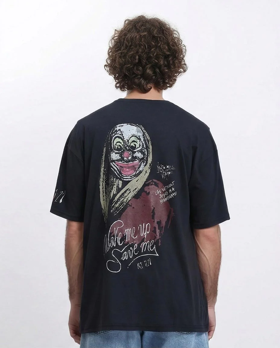 RAVIN "Wake Me Up" Oversized Graphic T-Shirt - Black - R210532 - Image 2
