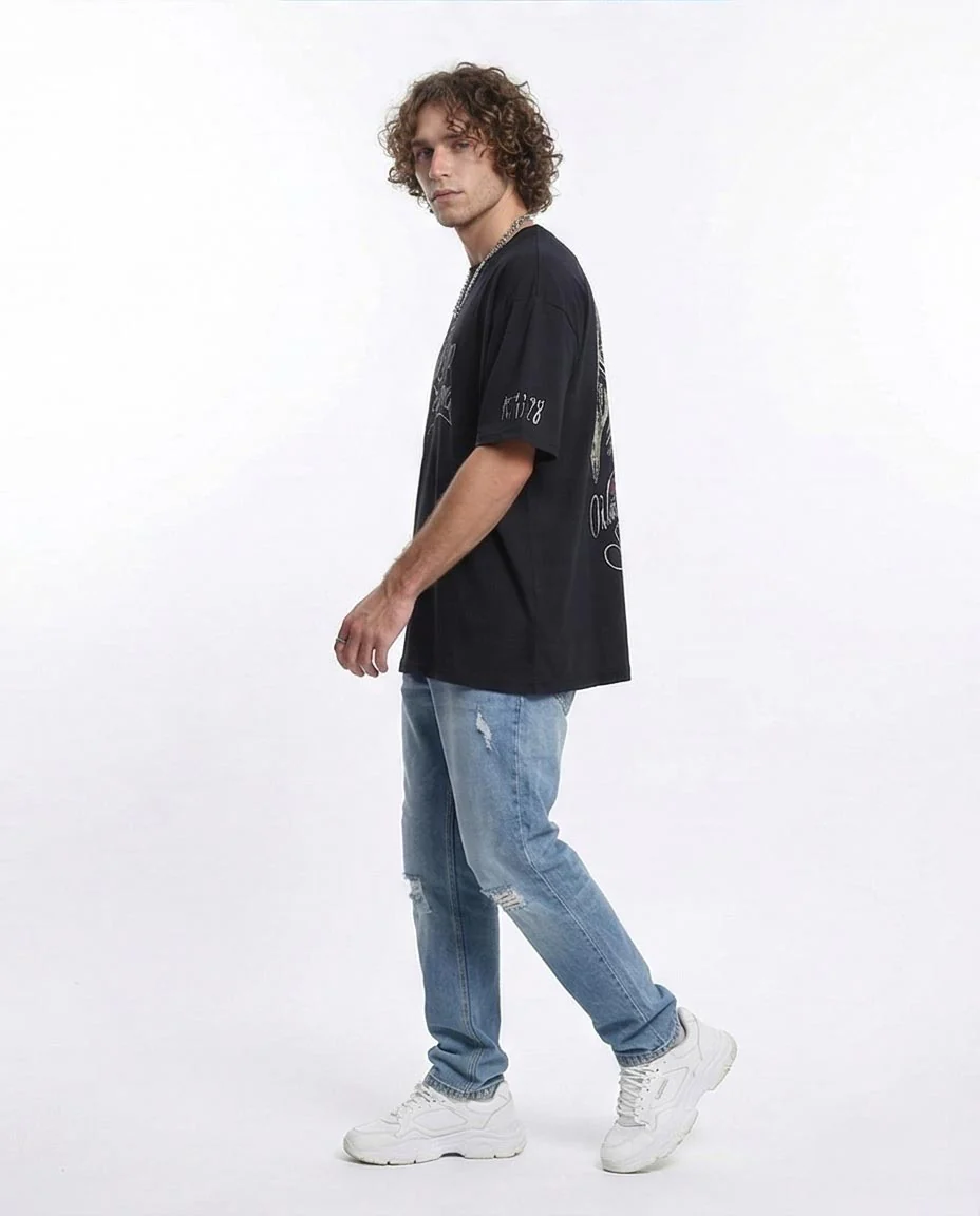 RAVIN "Wake Me Up" Oversized Graphic T-Shirt - Black - R210532 - Image 5