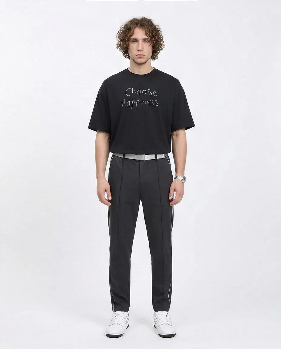Ravin Men's "Choose Happiness" Oversized Graphic T-Shirt – Black - R210533 - Image 4