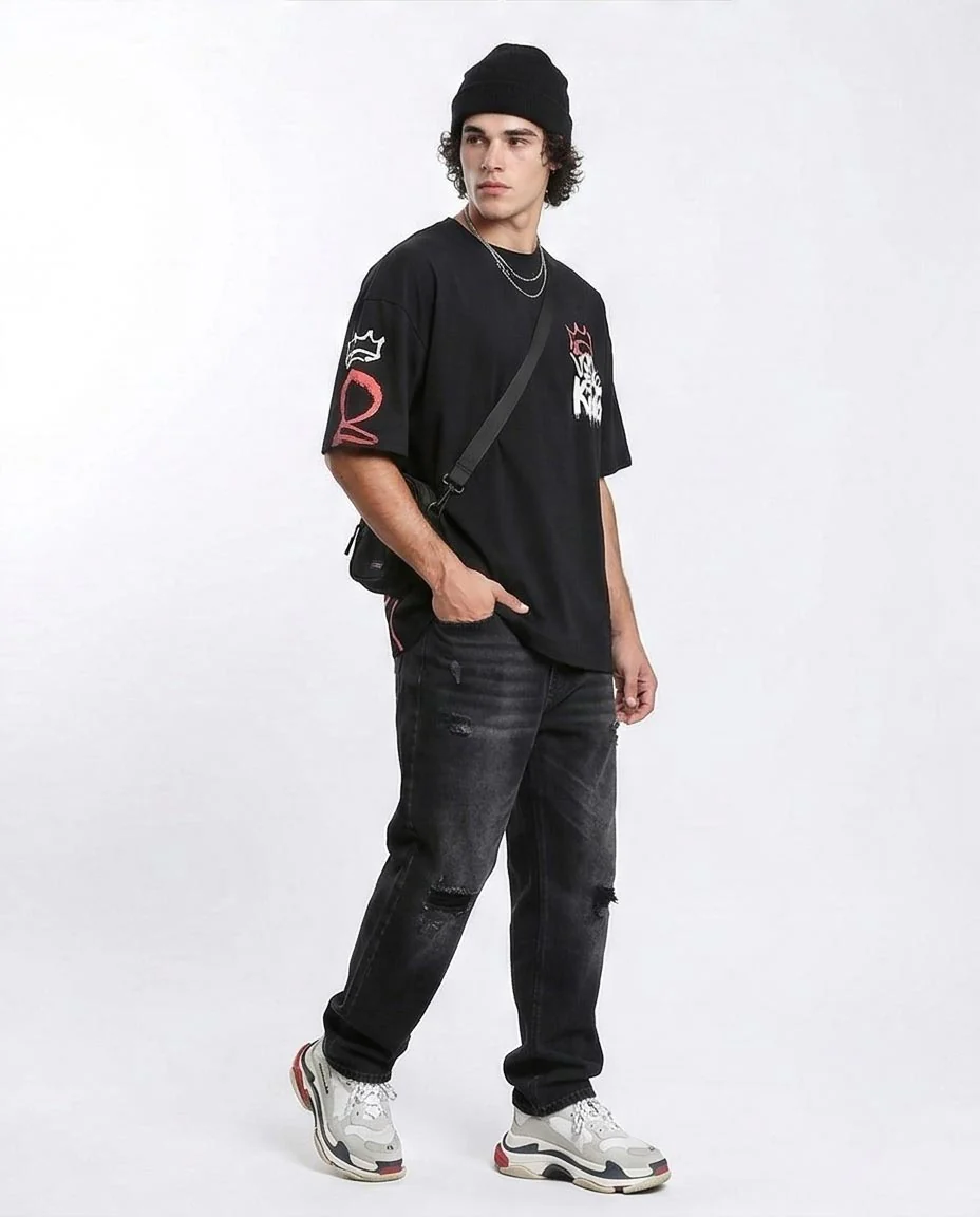 Ravin Men's Oversized Graffiti Graphic T-Shirt - Black - R210536 - Image 5