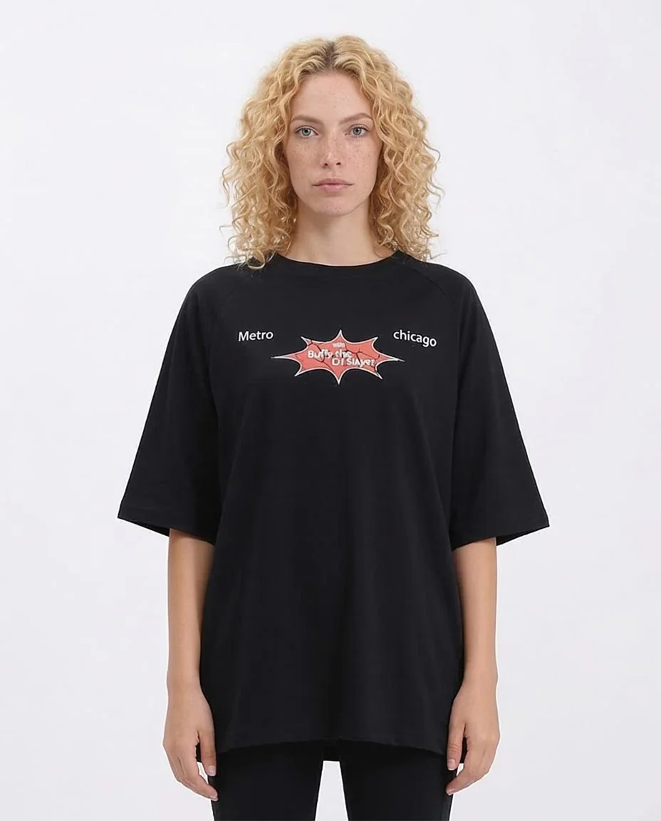 RAVIN x Lollapalooza "Aftershow" Oversized Graphic Tee - Black - R210548