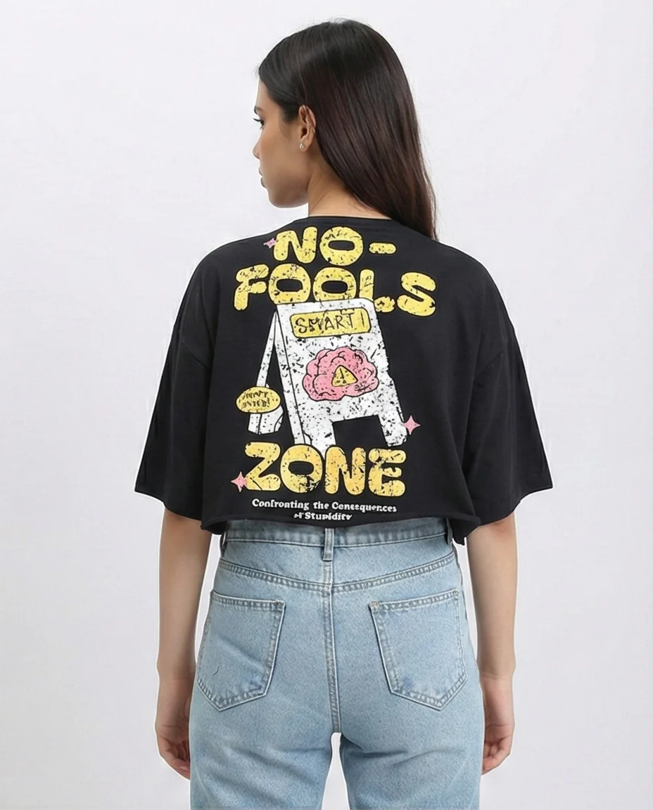 R210553 - "No Fools" Cotton Summer Tee - Black - Image 2
