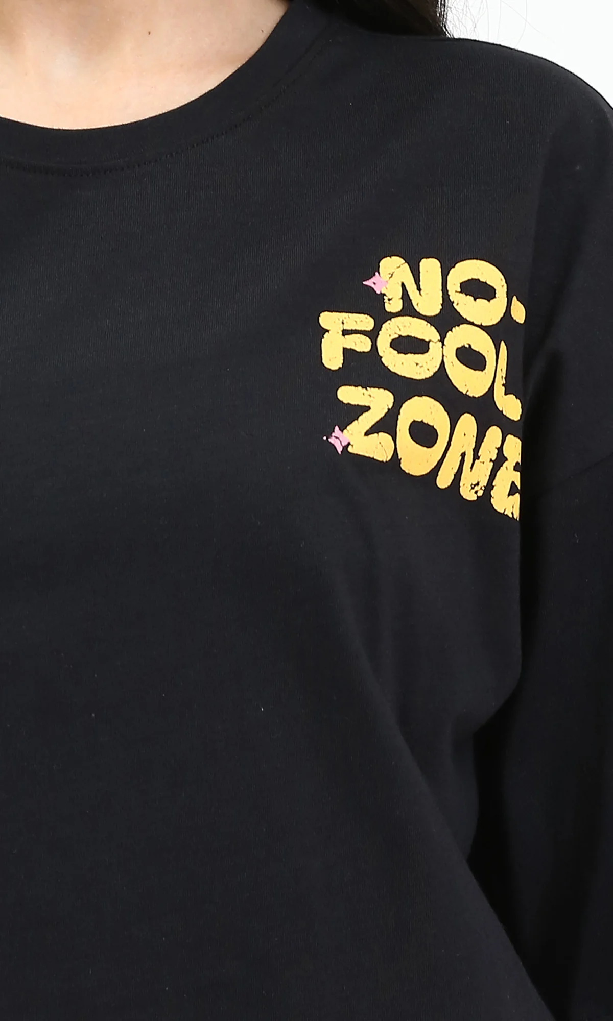 R210553 - "No Fools" Cotton Summer Tee - Black - Image 3
