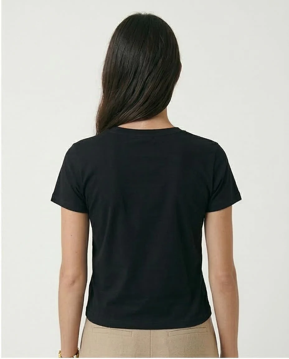 Ravin Women's "LOVE" Graphic Baby-Tee – Black Slim-Fit Cropped T-Shirt - R210554 - Image 2