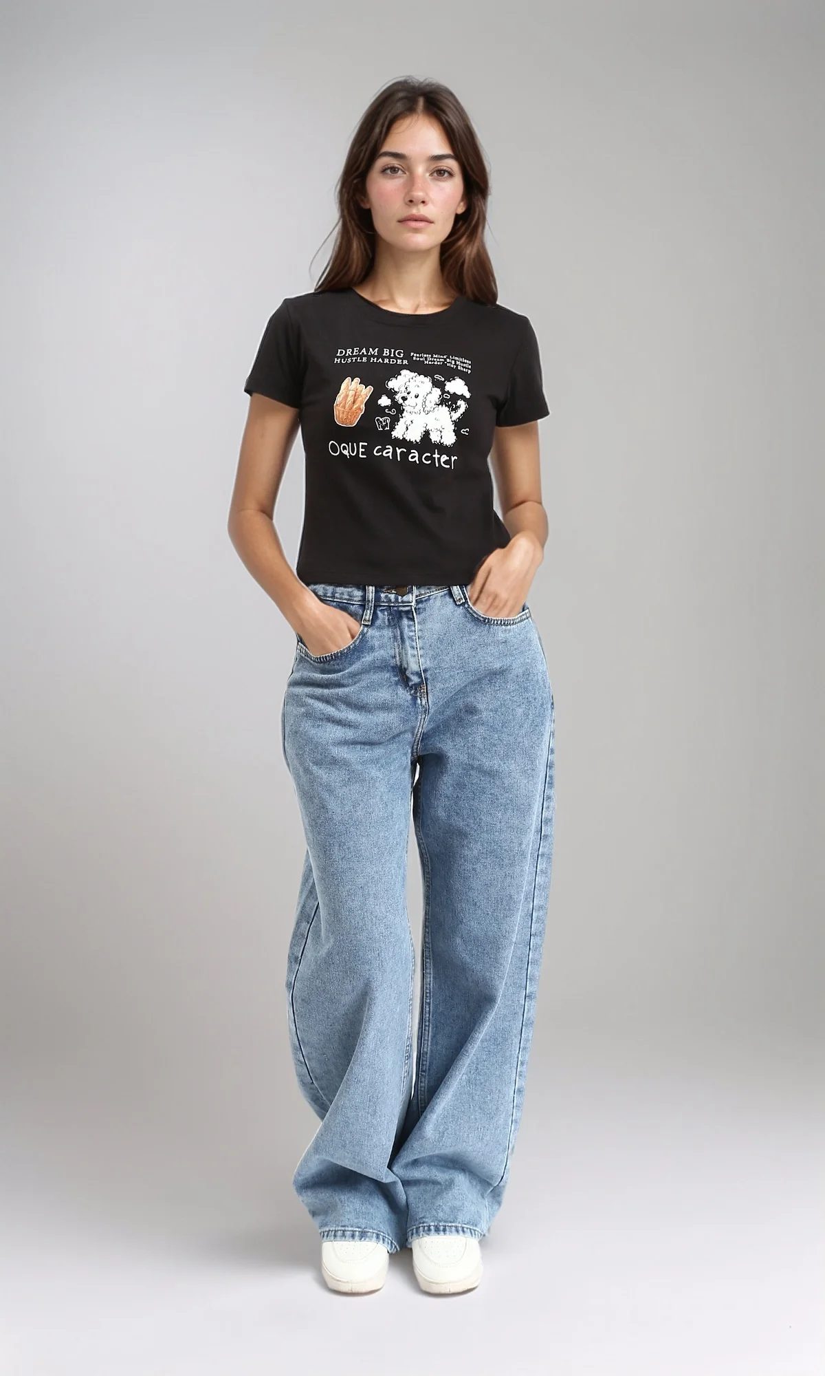 R210557 - Printed Crew Neck Regular Tee - Black - Image 4