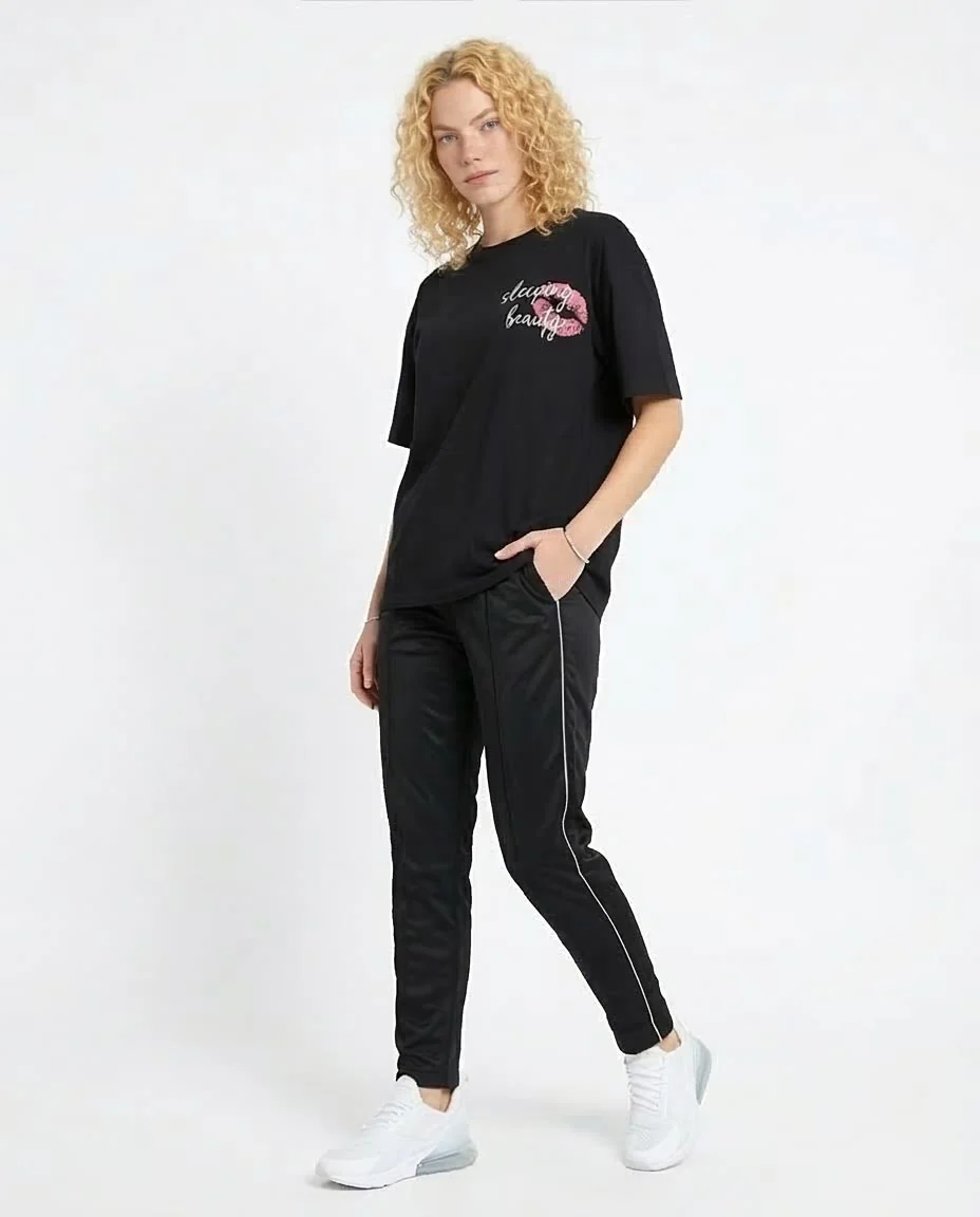 Ravin Women's "Coffee First" Graphic Relaxed T-Shirt - Black - R210561 - Image 5