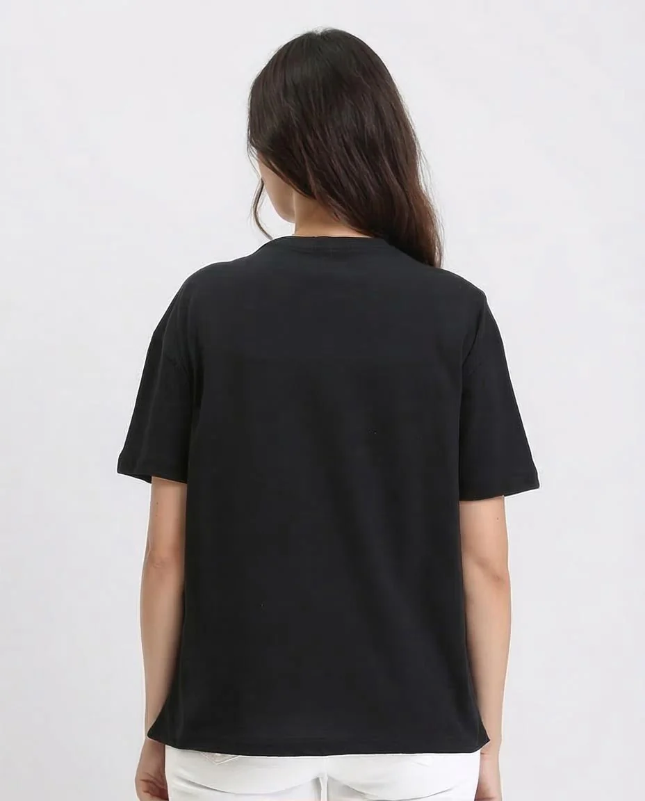 Ravin Women’s Relaxed-Fit "WONDER" Graphic T-Shirt – Black/White - R210563 - Image 2