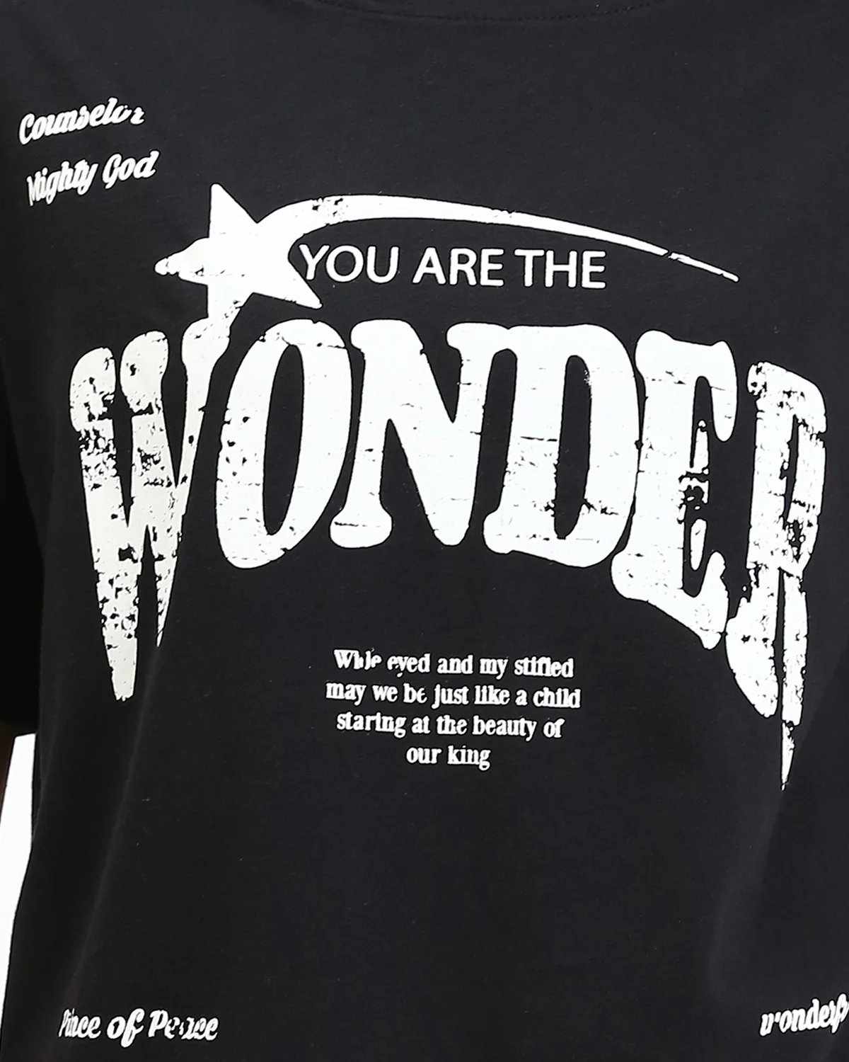 Ravin Women’s Relaxed-Fit "WONDER" Graphic T-Shirt – Black/White - R210563 - Image 4
