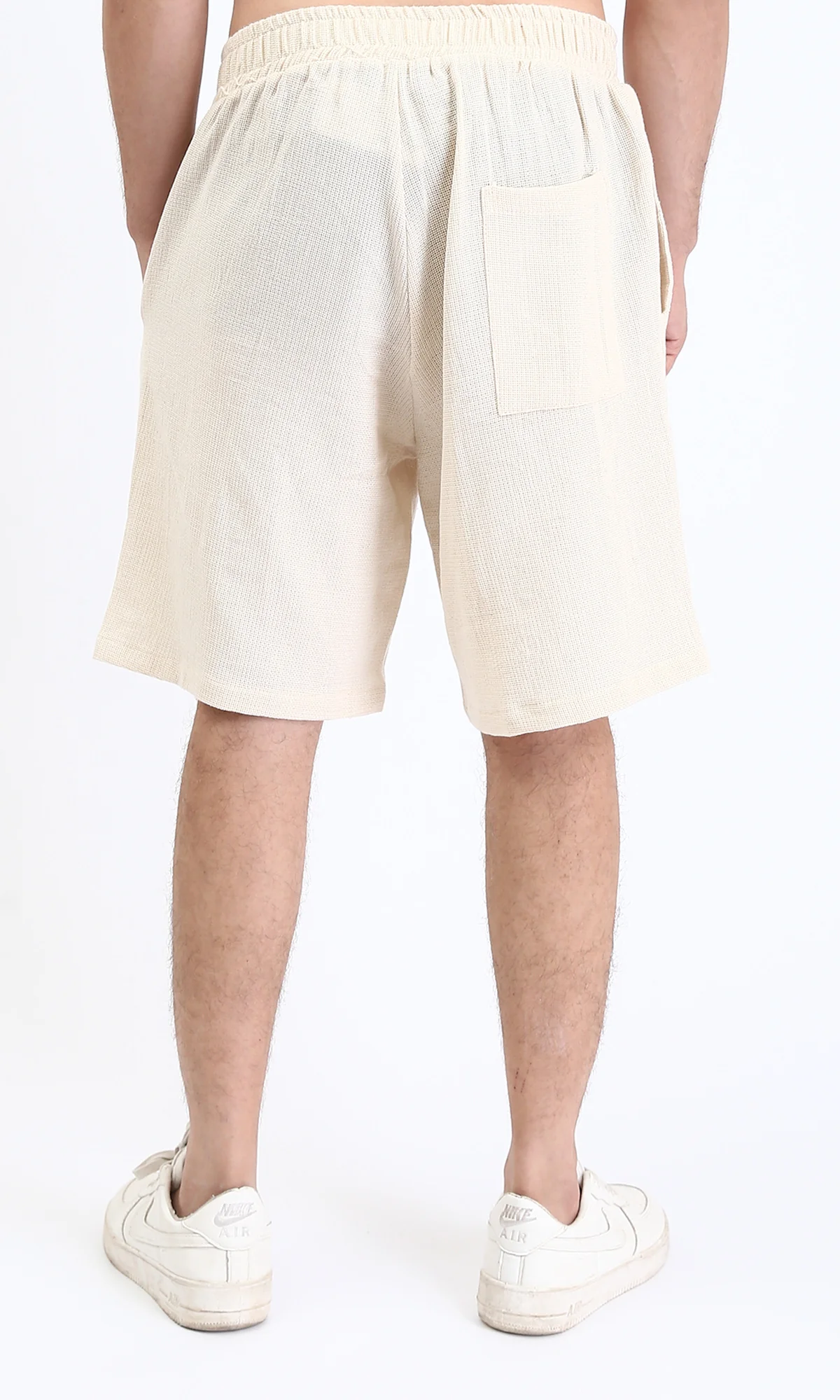 R210566 - Self Pattern Slip On Summer Shorts - Beige - Image 2