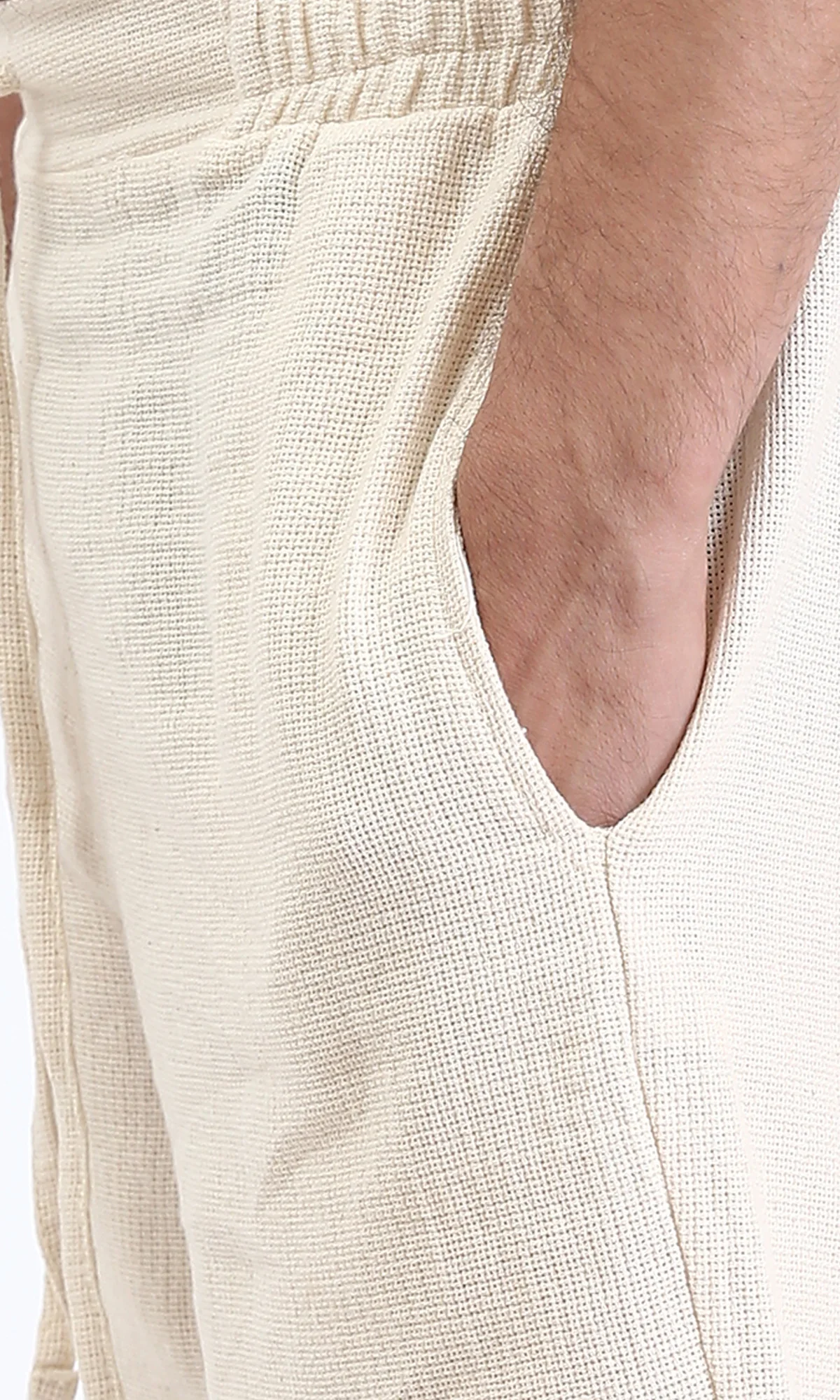 R210566 - Self Pattern Slip On Summer Shorts - Beige - Image 3