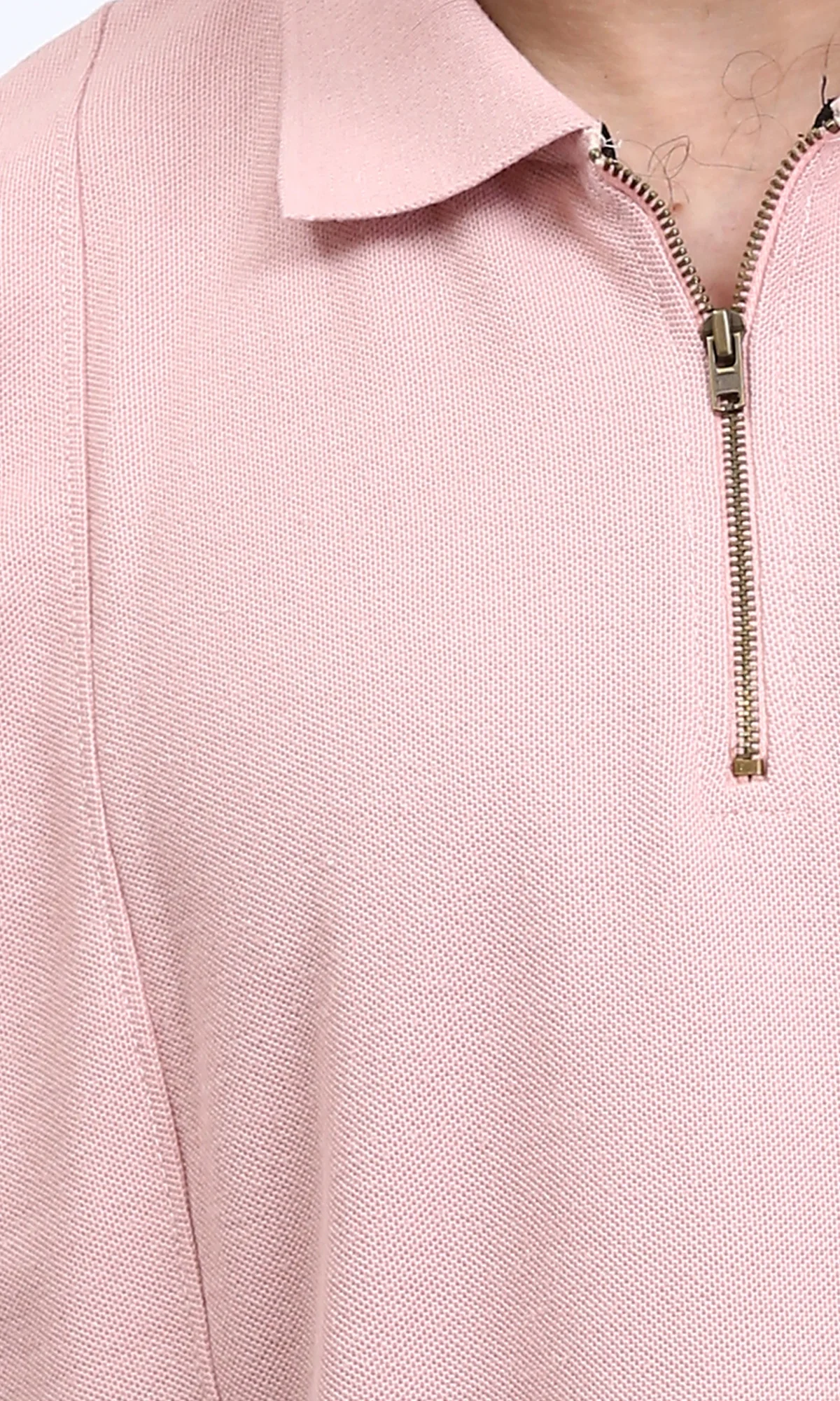 R210630 - Relaxed Fit Zipped Polo Shirt - Rose - Image 3