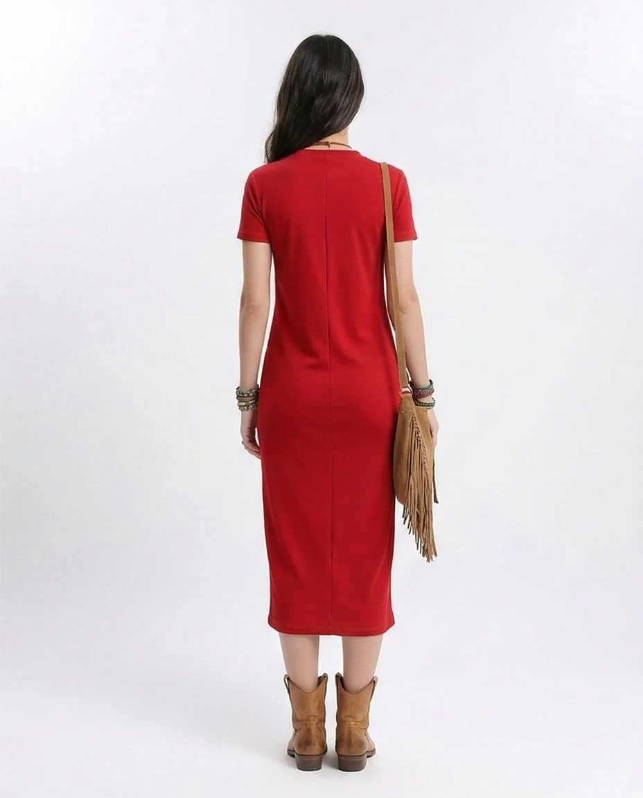 Ravin Women's Straight-Cut Jersey T-Shirt Dress - Red - R210657 - Image 2