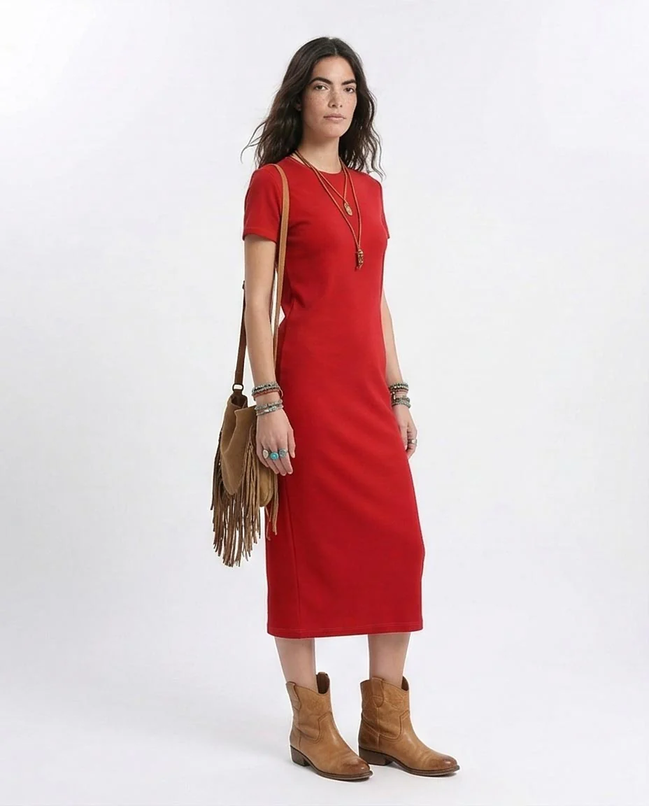 Ravin Women's Straight-Cut Jersey T-Shirt Dress - Red - R210657 - Image 4