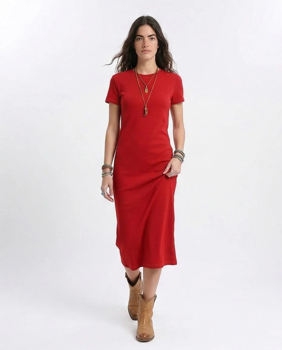 Ravin Women's Straight-Cut Jersey T-Shirt Dress - Red - R210657 - Image 5