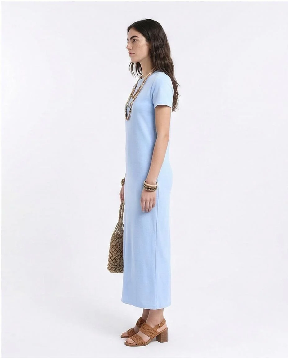 Ravin Women’s Essential Ribbed Column Maxi Dress – Light Blue - R210658 - Image 5