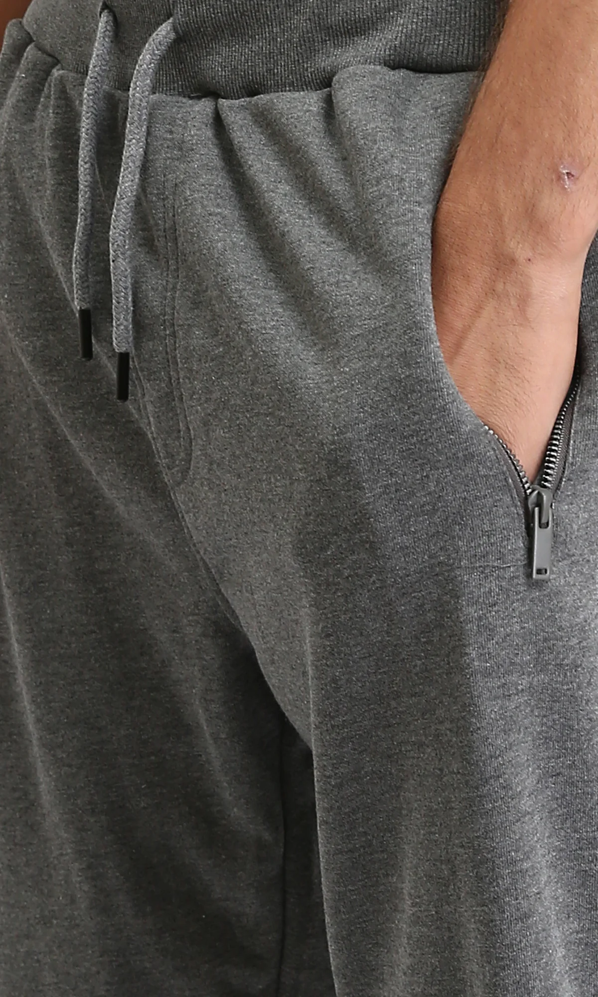 R210690 - Comfy Drawstring Sweatpants with Hem - Heather Grey - Image 3