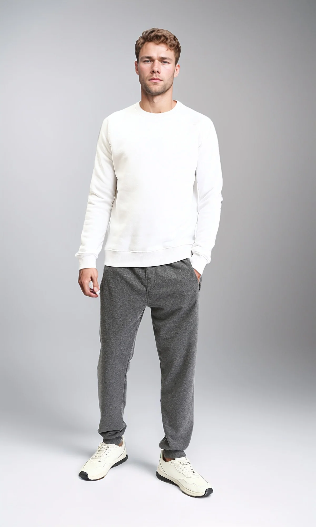 R210690 - Comfy Drawstring Sweatpants with Hem - Heather Grey - Image 4
