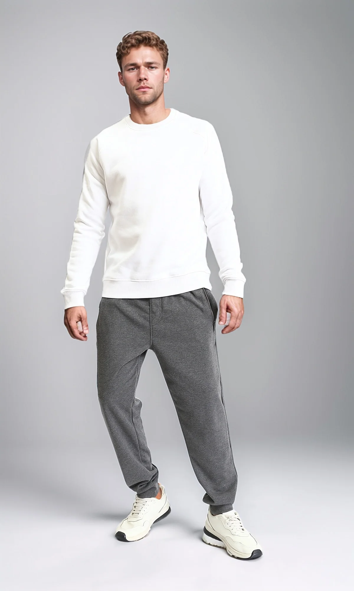 R210690 - Comfy Drawstring Sweatpants with Hem - Heather Grey - Image 5