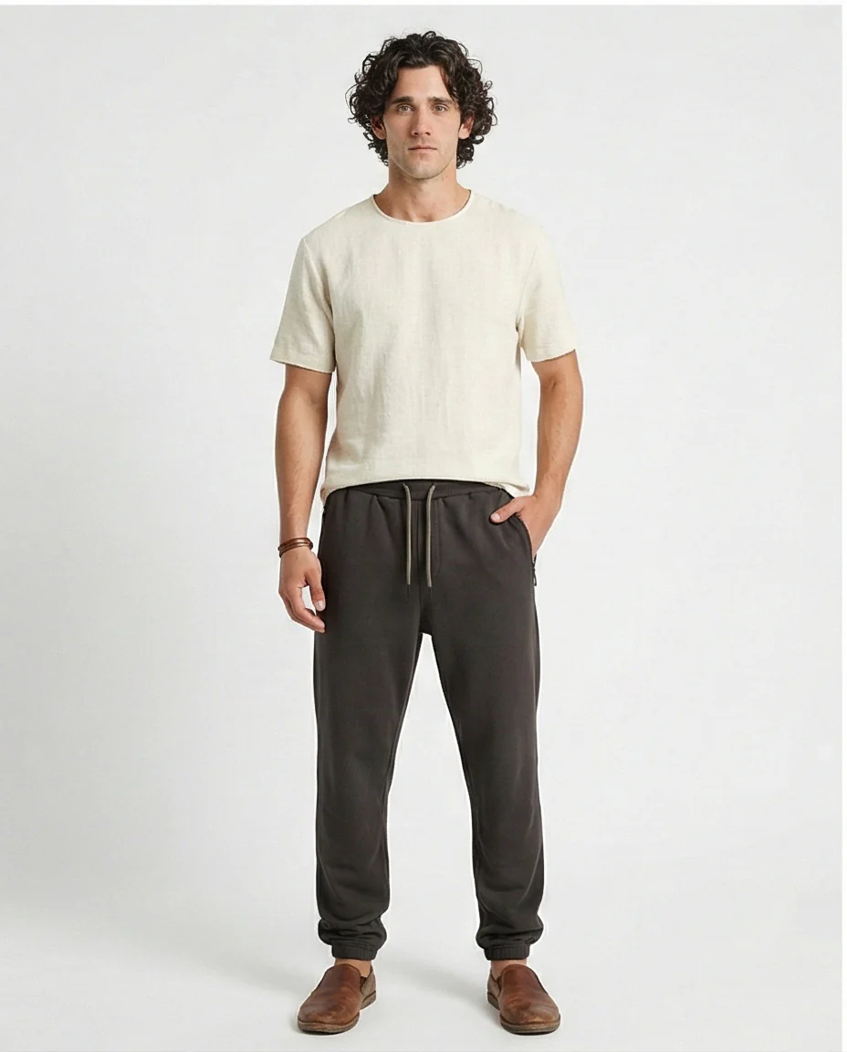 R210691 - Elastic Waist with Drawstring Pants - Burnt Brown - Image 3