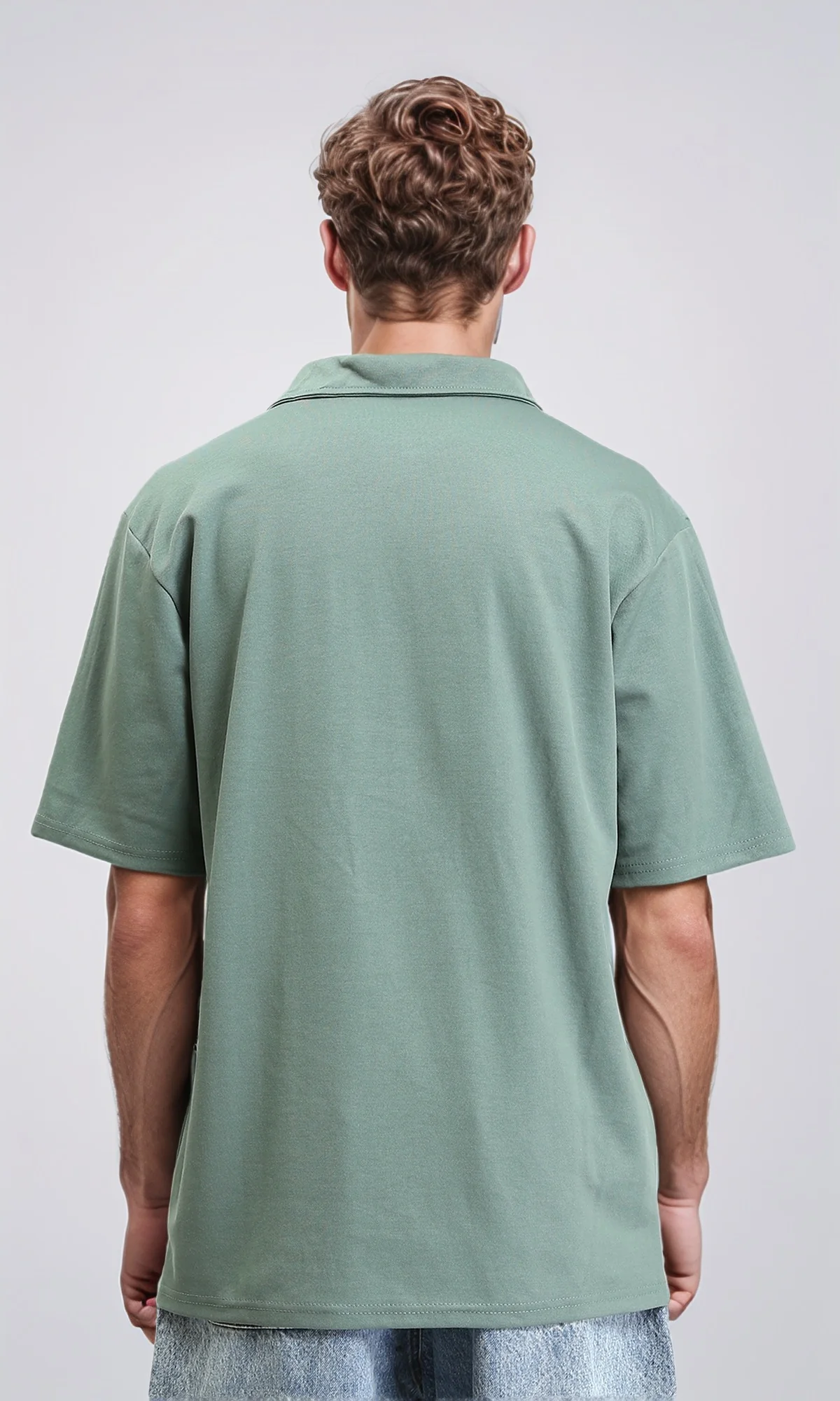 R210778 - Short Sleeves Solid Polo Shirt - Dark Jade - Image 2