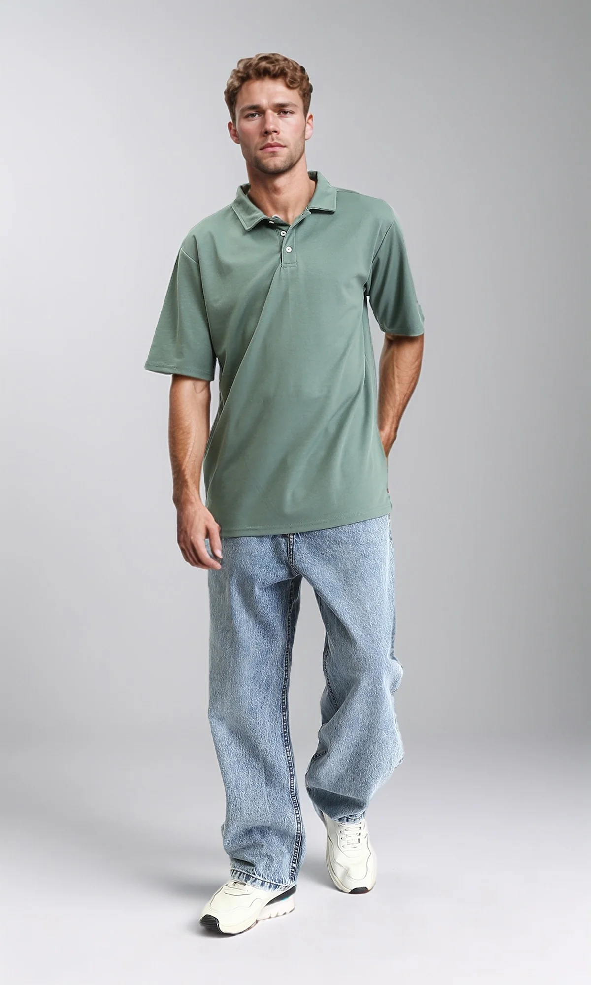 R210778 - Short Sleeves Solid Polo Shirt - Dark Jade - Image 4