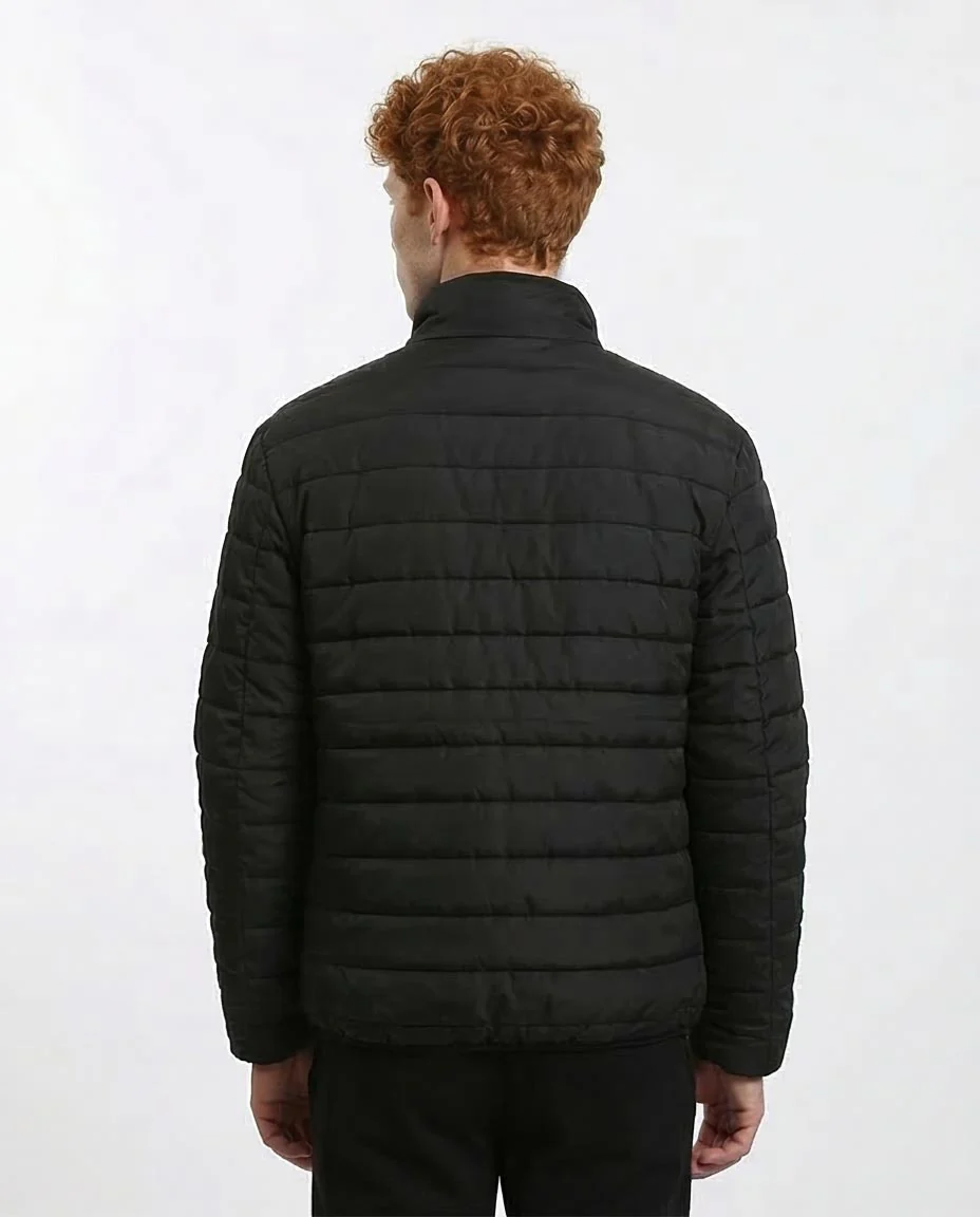 Ravin Men’s Reversible Full-Zip Padded Jacket – Smooth & Quilted Dual-Texture- Black & Dark Grey - R210815 - Image 2