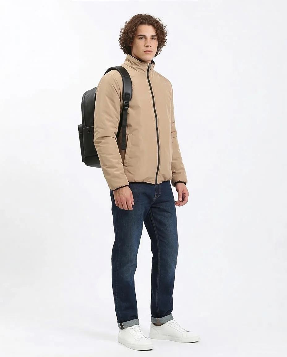 Ravin Men’s Dual-Tone Reversible Quilted Bomber Jacket – Tan & Black - R210816 - Image 3