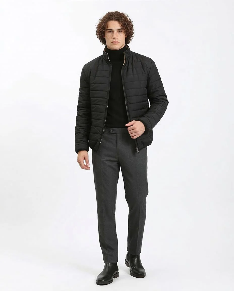 Ravin Men’s Dual-Tone Reversible Quilted Bomber Jacket – Tan & Black - R210816 - Image 4