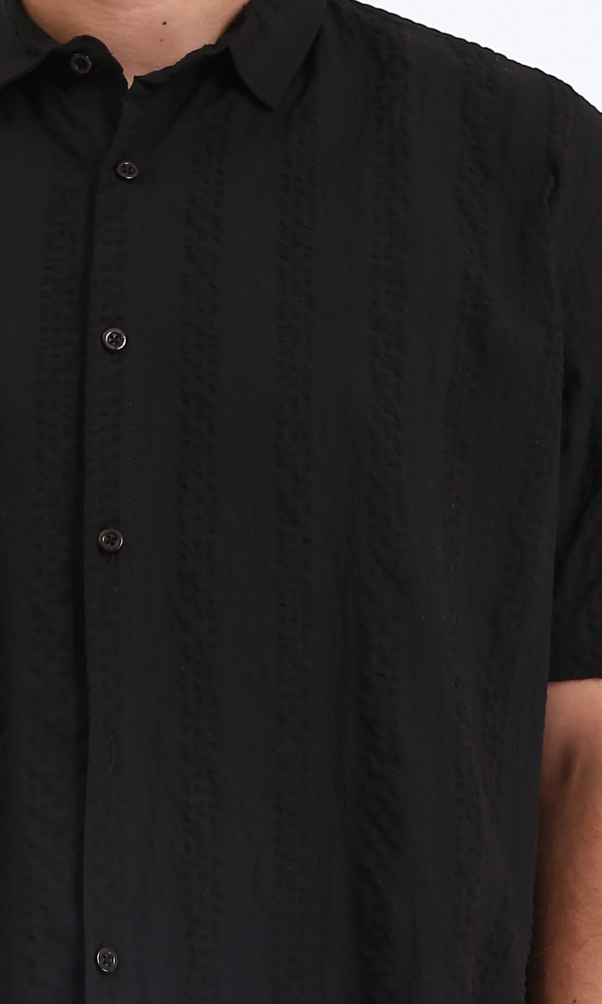 R210825 - Short Sleeves Regular Summer Shirt - Black - Image 3