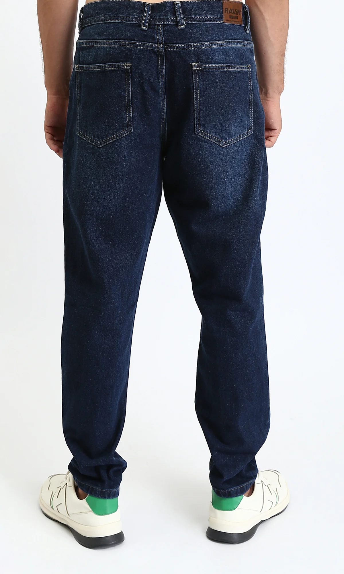 R210838 - Straight Leg Solid Jeans with Front Wash - Navy Blue - Image 2