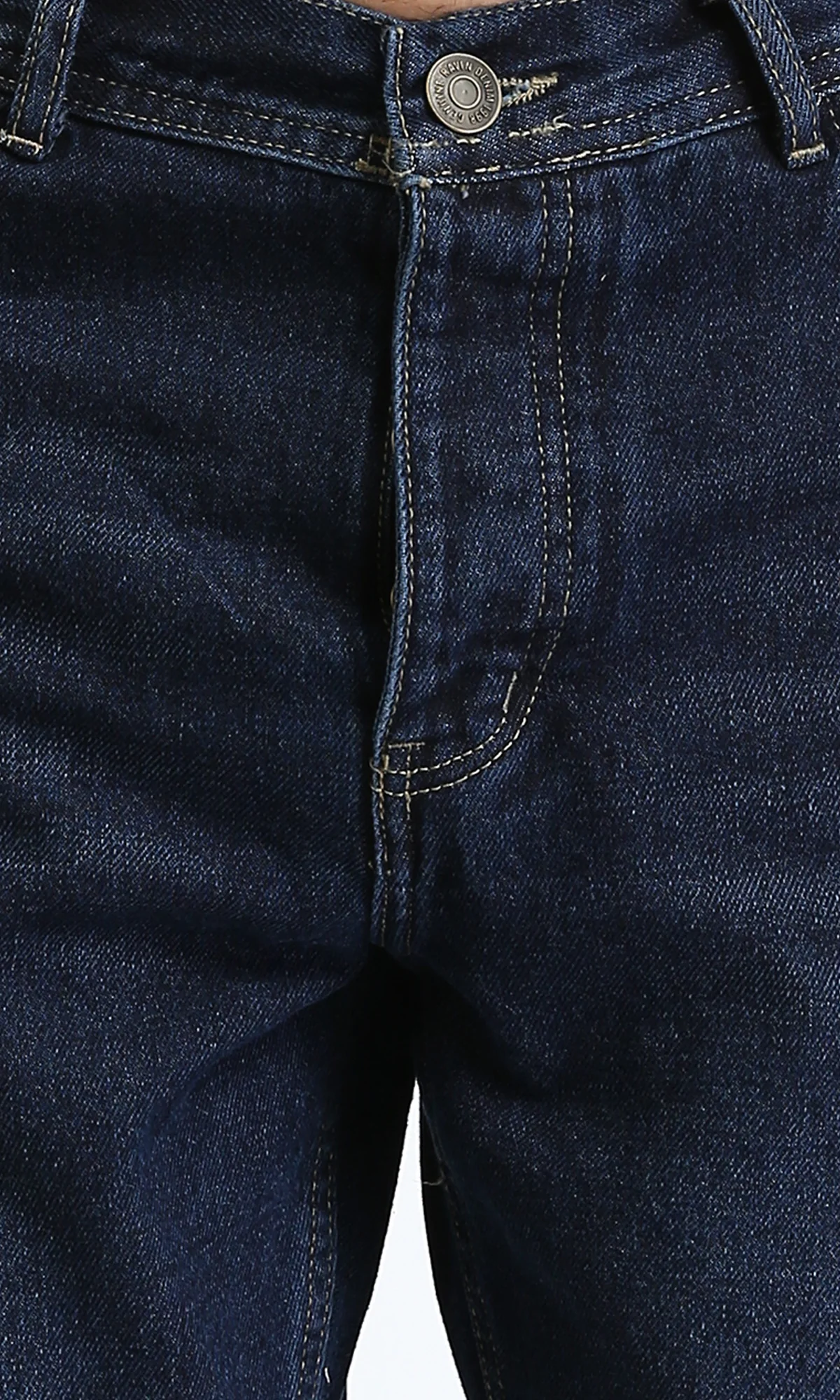 R210838 - Straight Leg Solid Jeans with Front Wash - Navy Blue - Image 3
