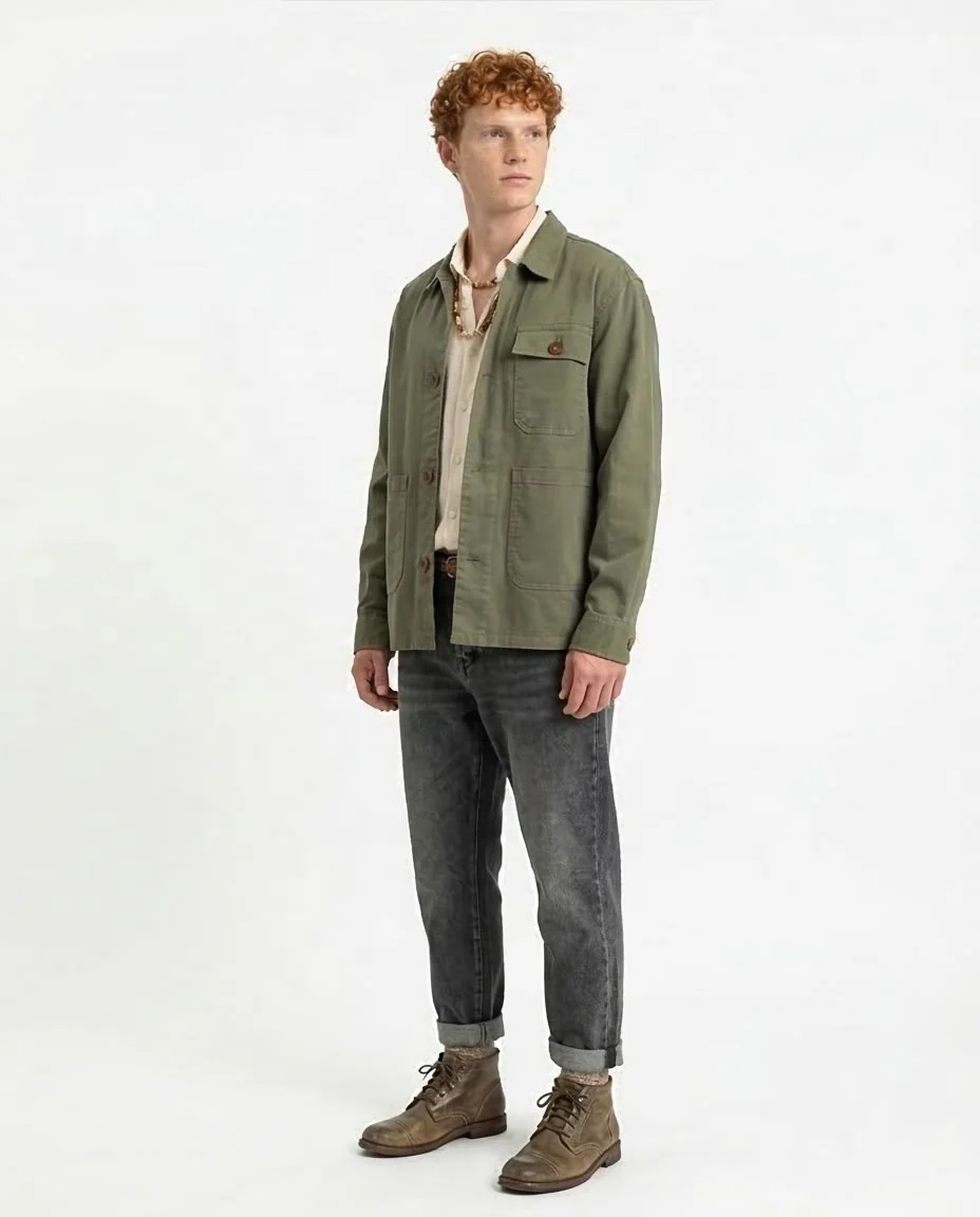 Ravin Men's Cotton Canvas Utility Chore Jacket – Olive Green - R210926 - Image 5