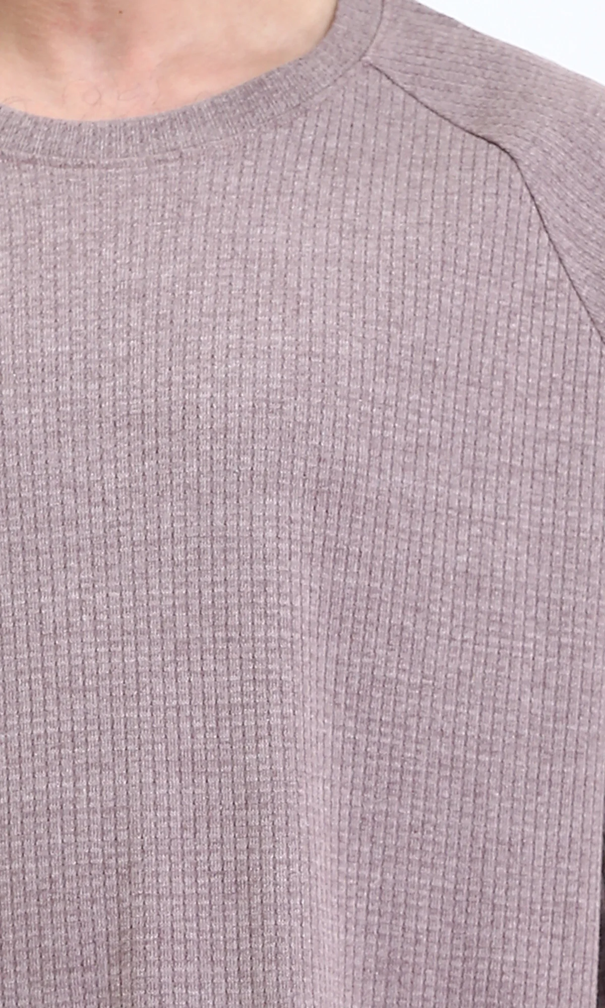 Ravin | Men's Oversized Mauve Waffle-Knit Raglan Tee - Dark Coffee - R210937 - Image 3