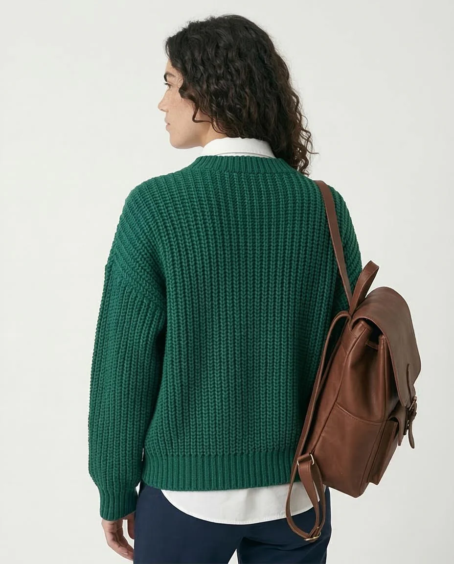 Ravin Forest Green Chunky Ribbed Mock-Neck Sweater - R210981 - Image 2