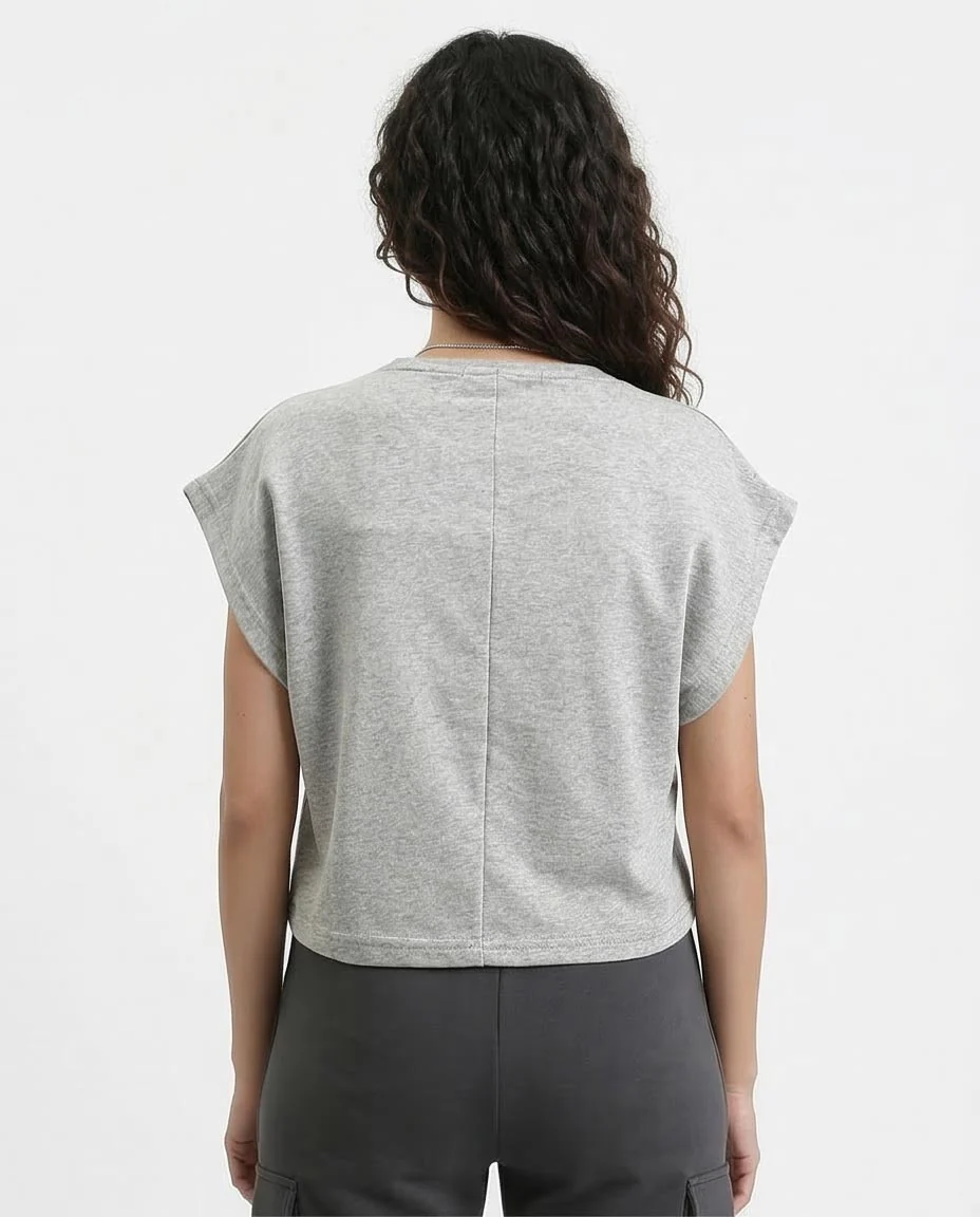 Ravin Cap-Sleeve Boxy Sweatshirt – Grey Marl - R210990 - Image 2