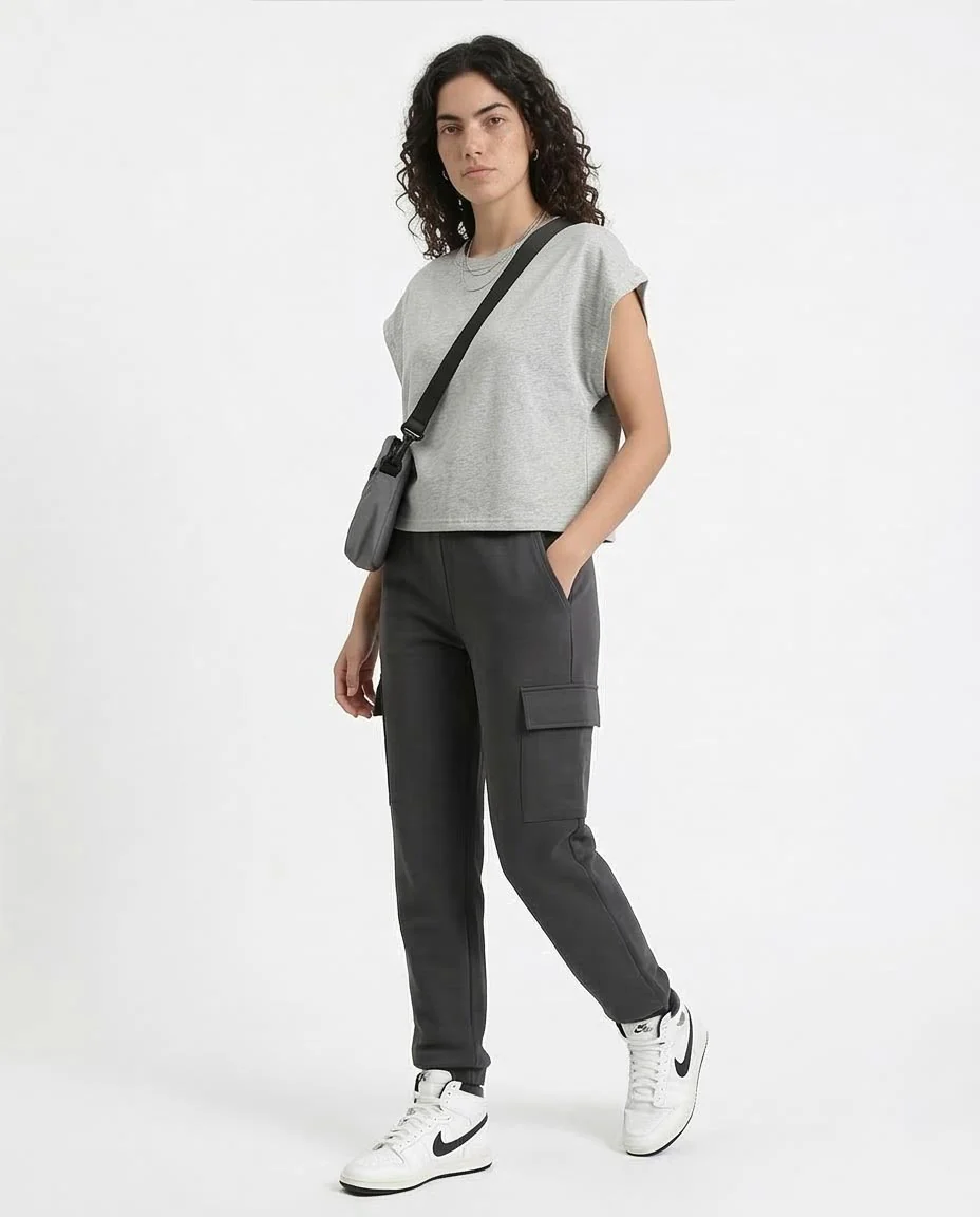 Ravin Cap-Sleeve Boxy Sweatshirt – Grey Marl - R210990 - Image 5