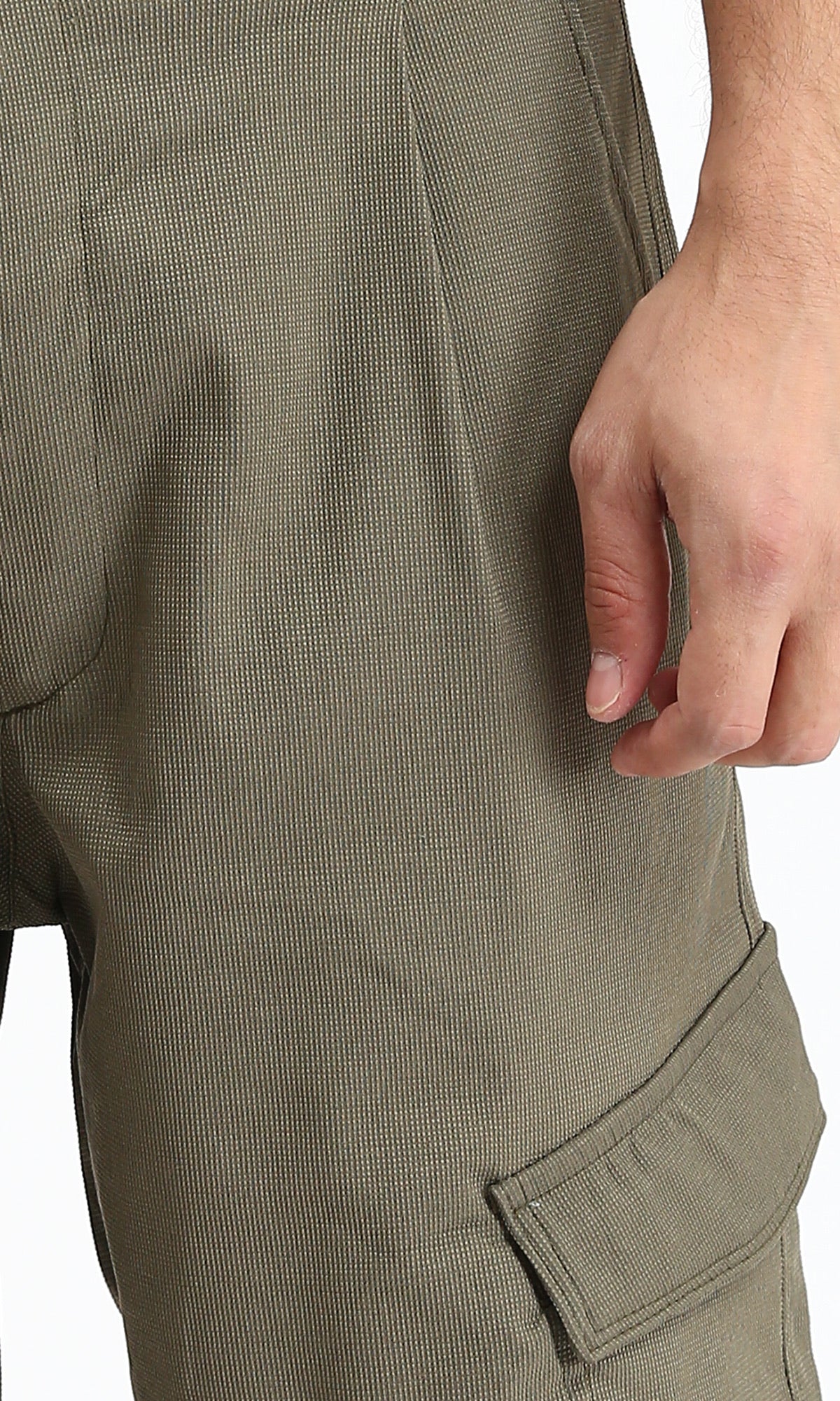 R211024 - Solid Wide Cargo Pants - Dark Olive - Image 3