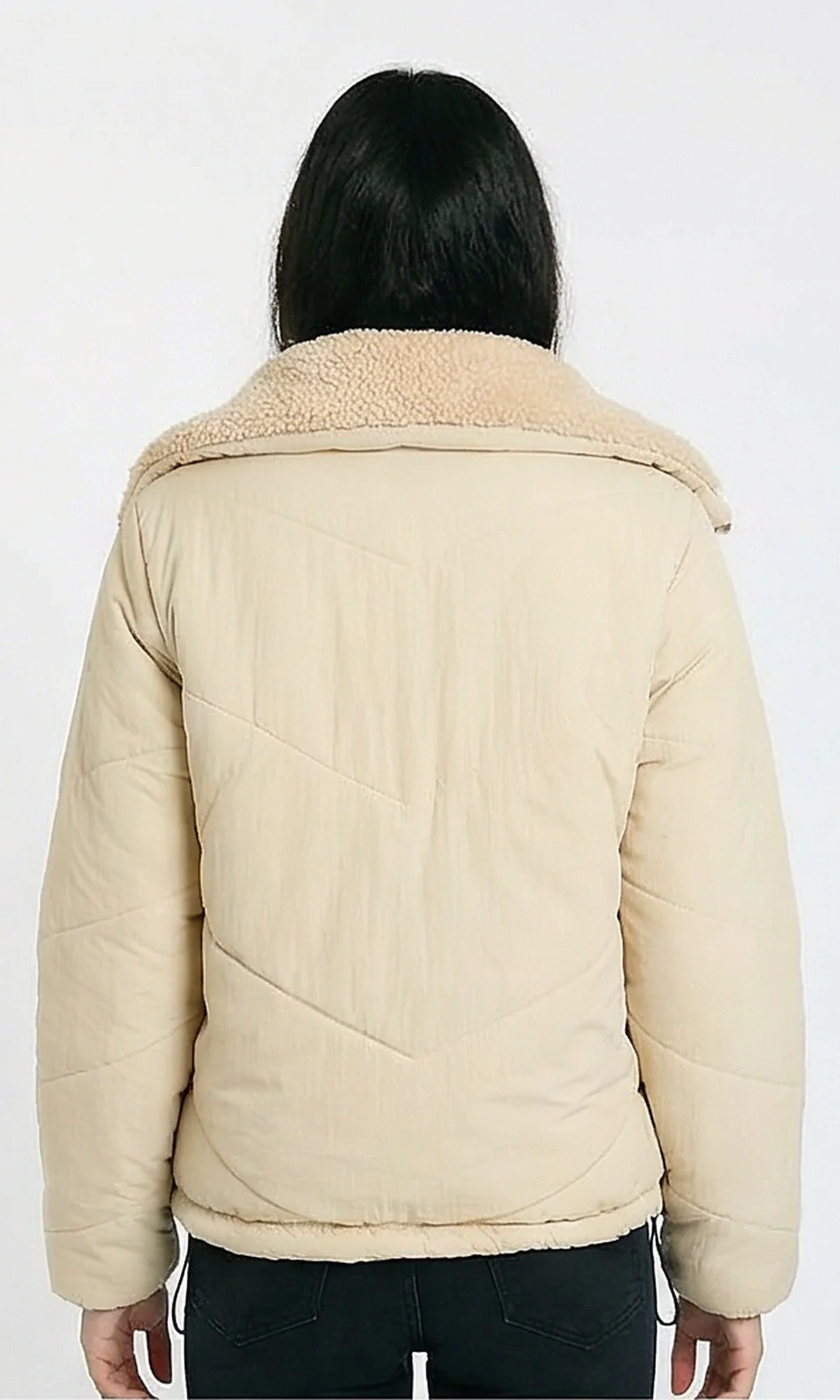 R211078 - Coziness Puffer Jacket with Inner Fur - Beige - Image 2