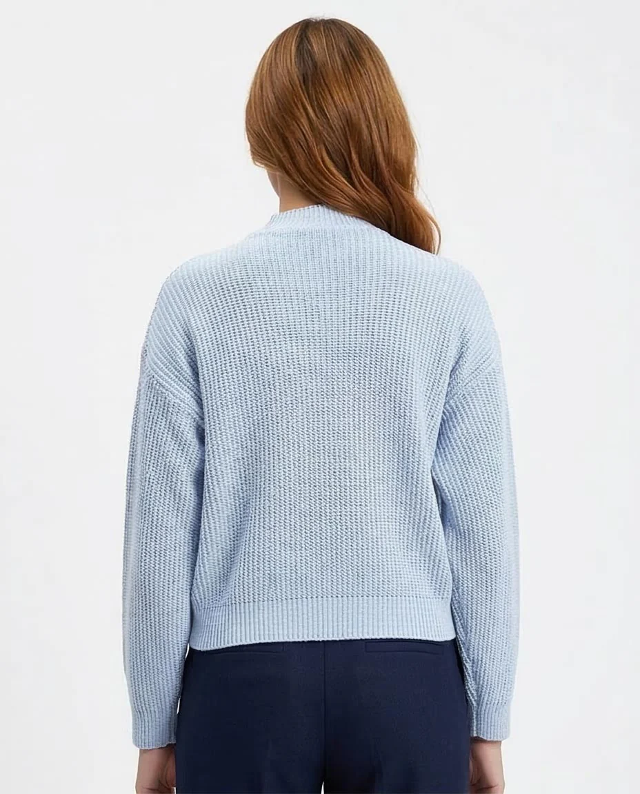 Ravin Women's Textured Mock-Neck Relaxed Knit Sweater – Ice Blue - R211184 - Image 2