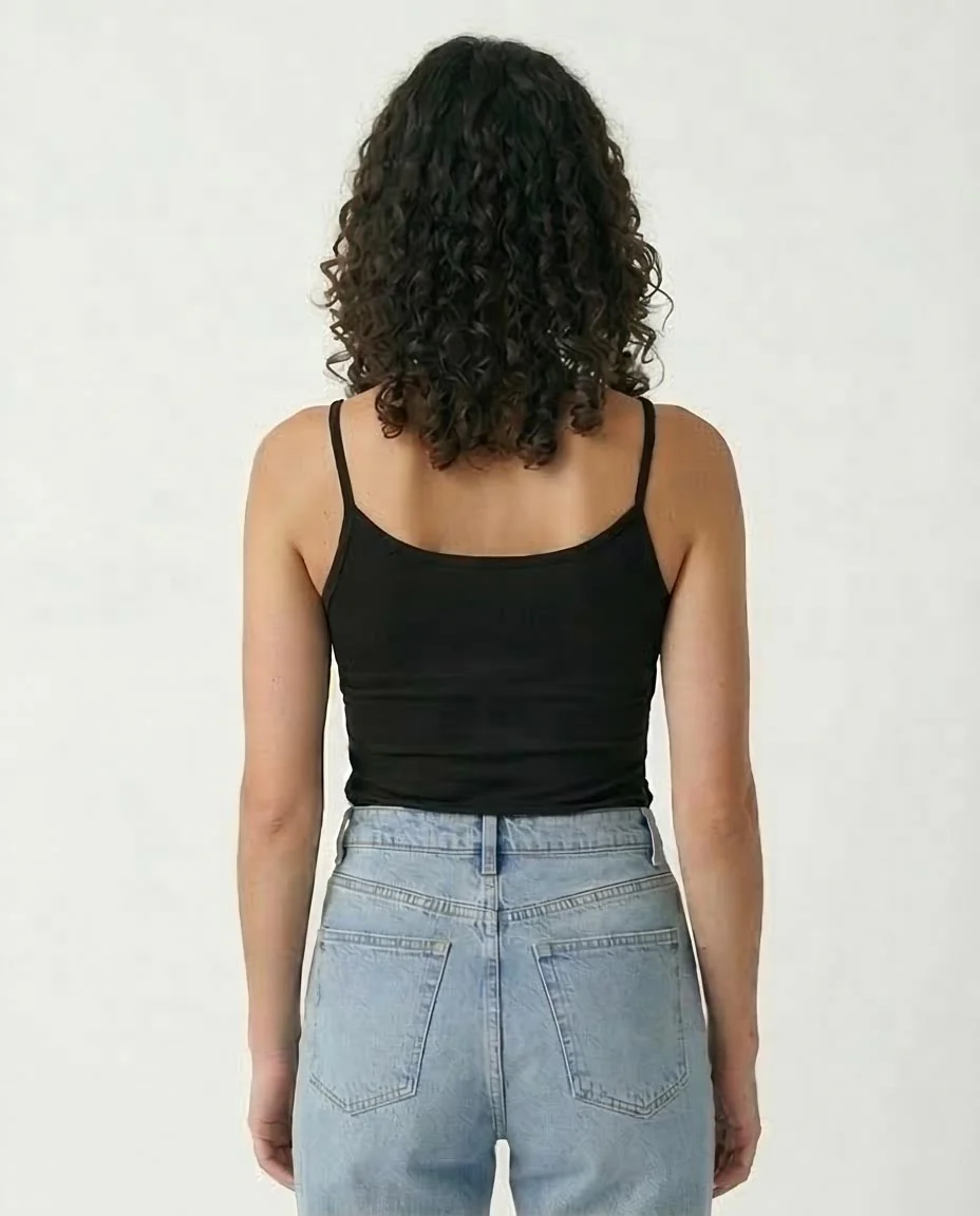 Ravin Ribbed Spaghetti Strap Camisole – The Essential Layering Tank in Black - R211294 - Image 2